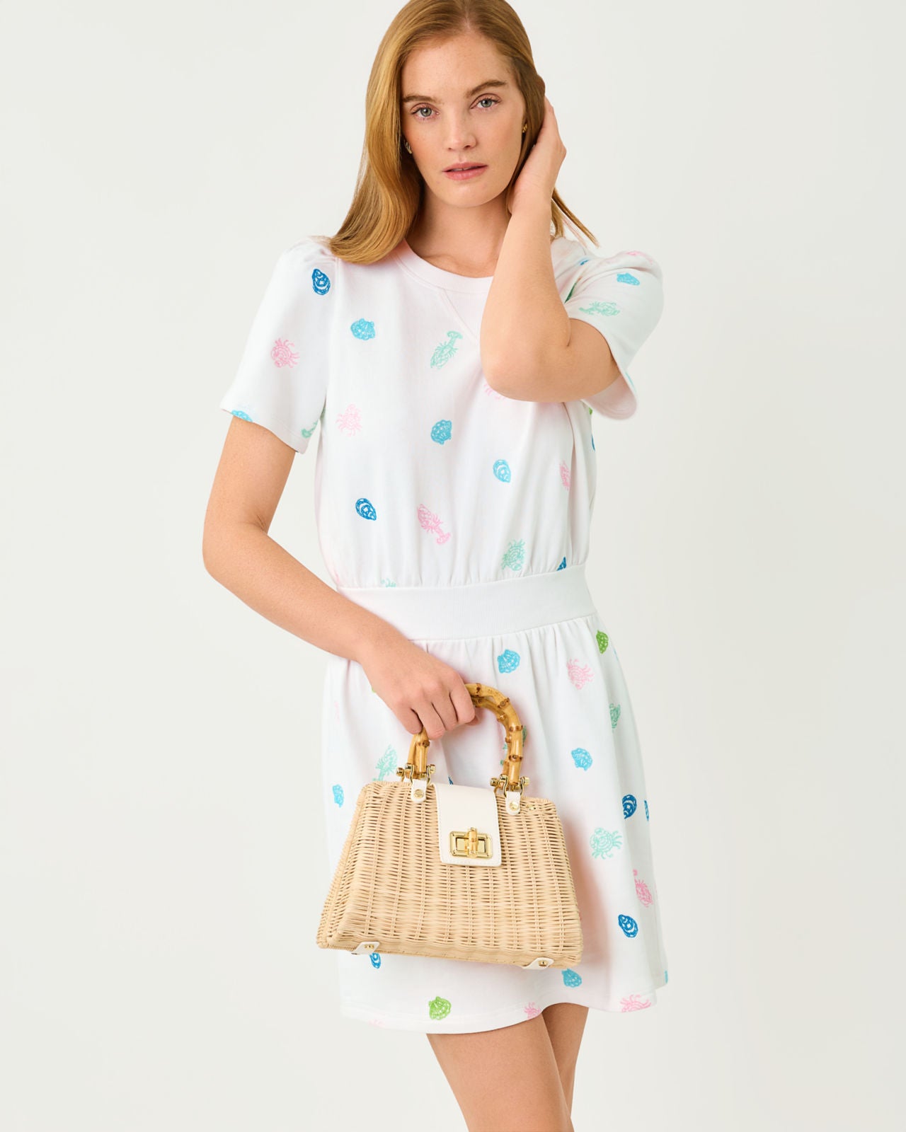 Fenn Dress In Beach Treasure Embroidery