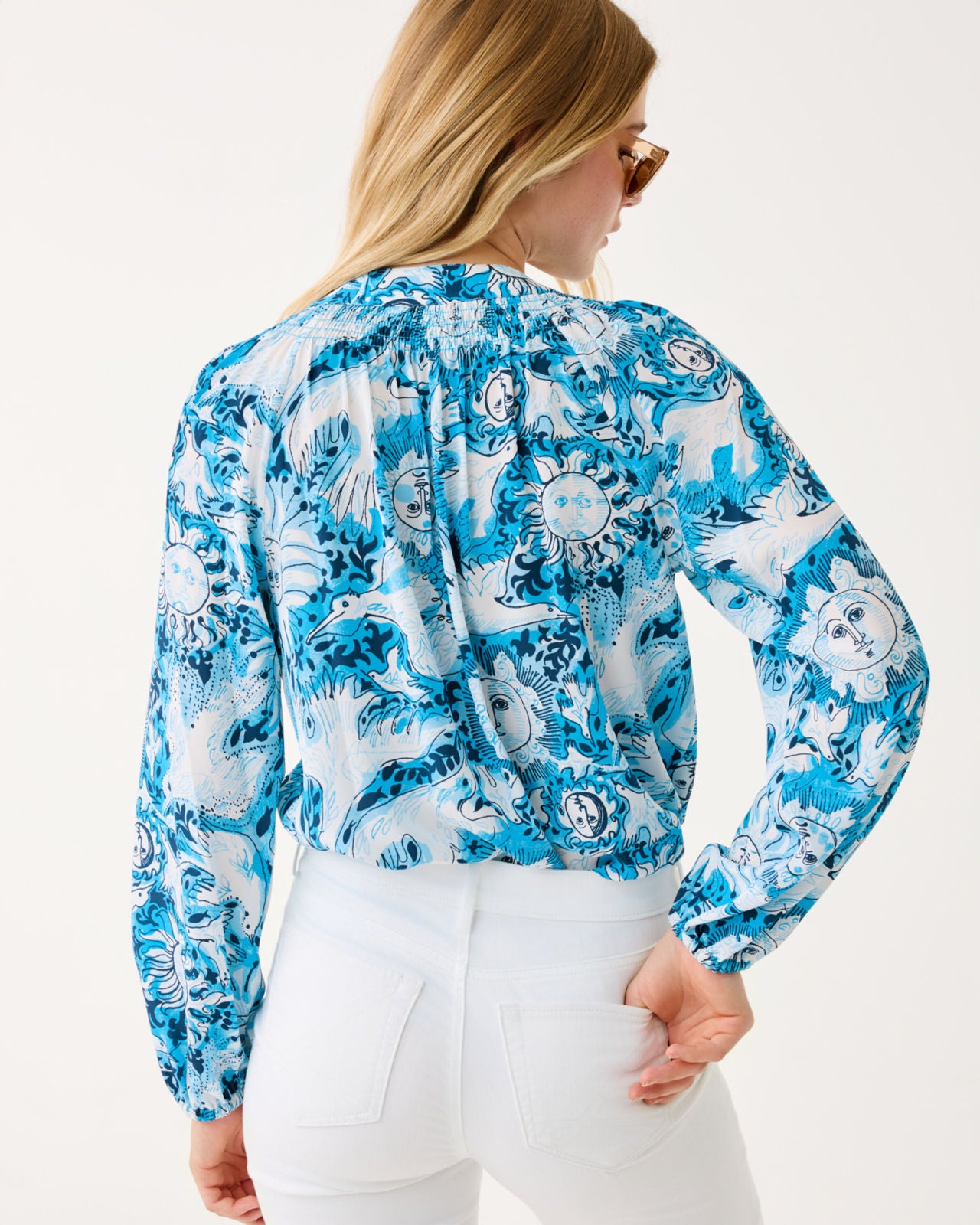 Elsa Top In Bellevue Blue Lilly Gulls