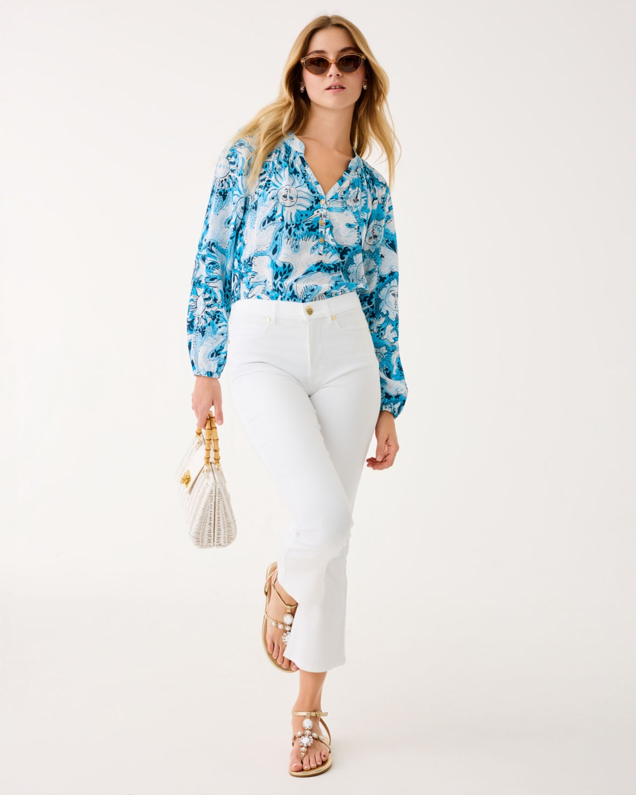 Elsa Top In Bellevue Blue Lilly Gulls