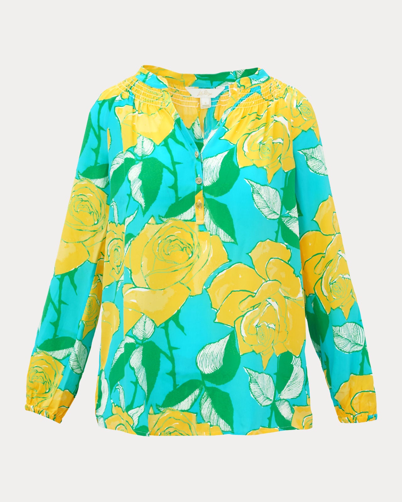 Elsa Top In Blue Curacao Rose Bud