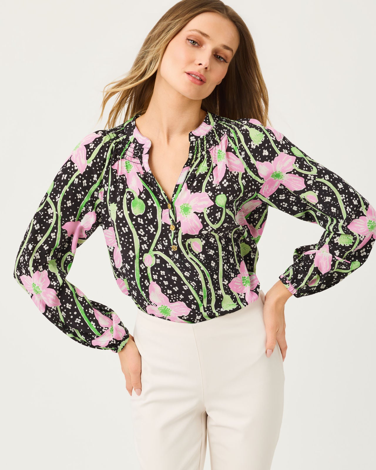 Elsa Top In Blushing Blooms