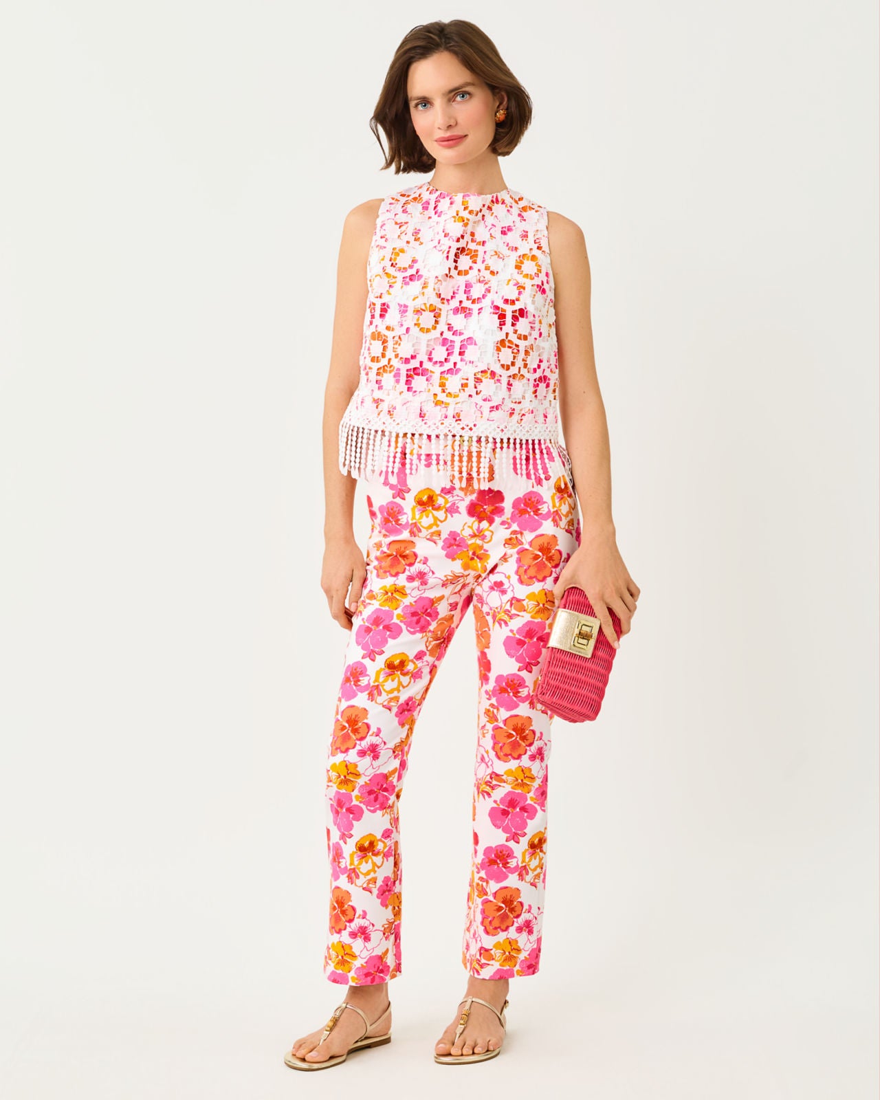 Carwyn Crop Flare Pants In Pansy Fansy