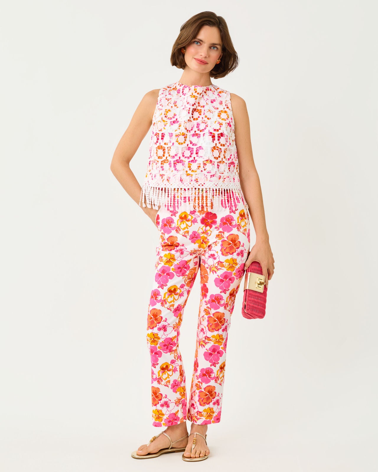 Carwyn Crop Flare Pants In Pansy Fansy