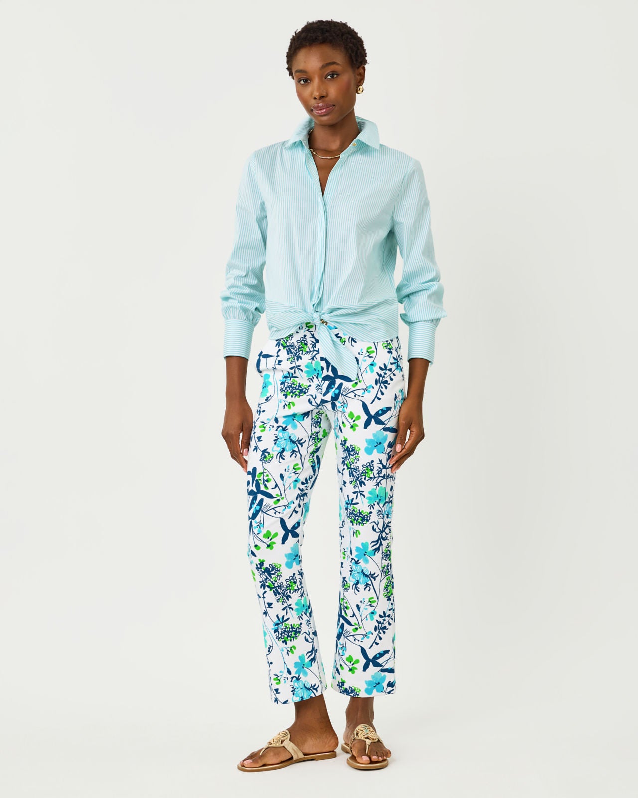 Carwyn Crop Flare Pants In Sea Blooms