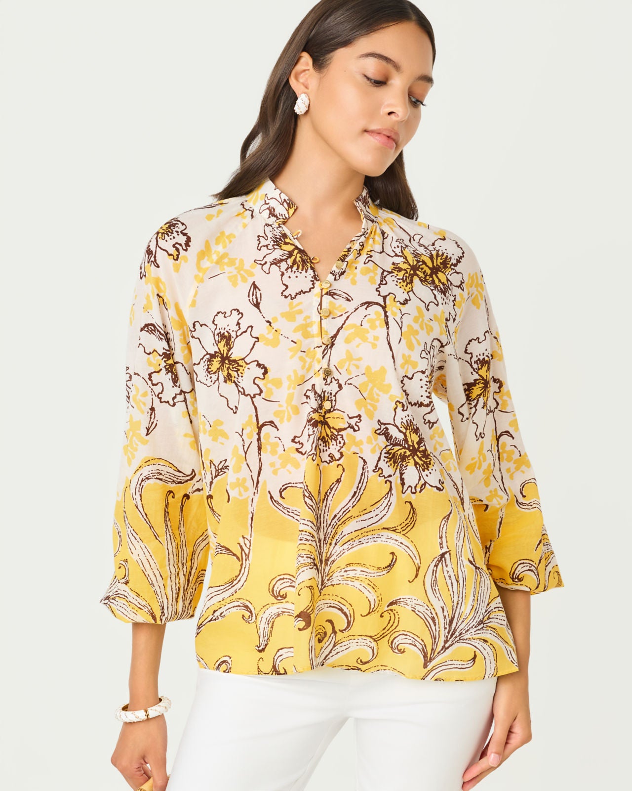 Renisha Long Sleeve Top In Bumbley Buzz