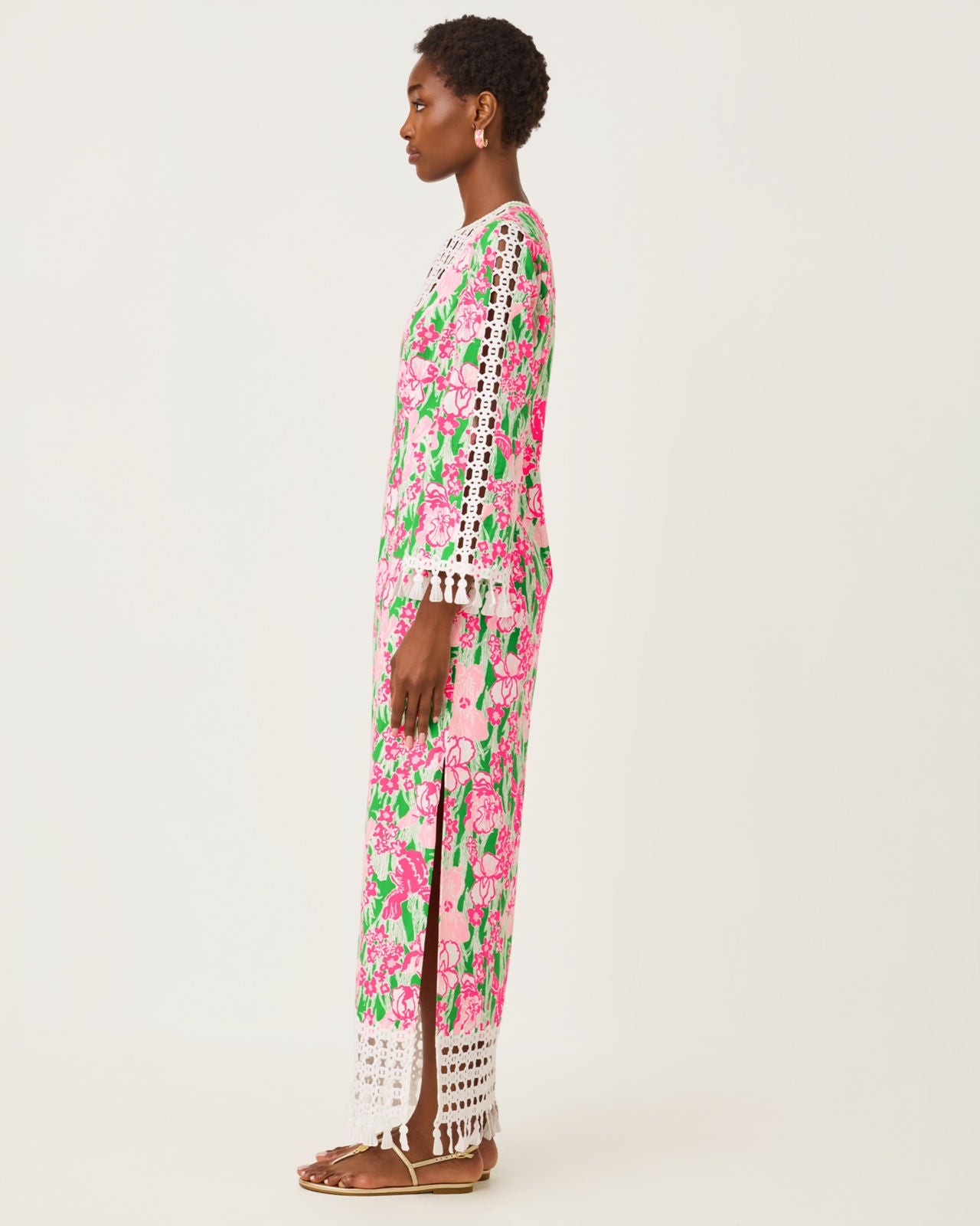 Strothers Stretch Maxi Shift Dress In Putting Green Hannah