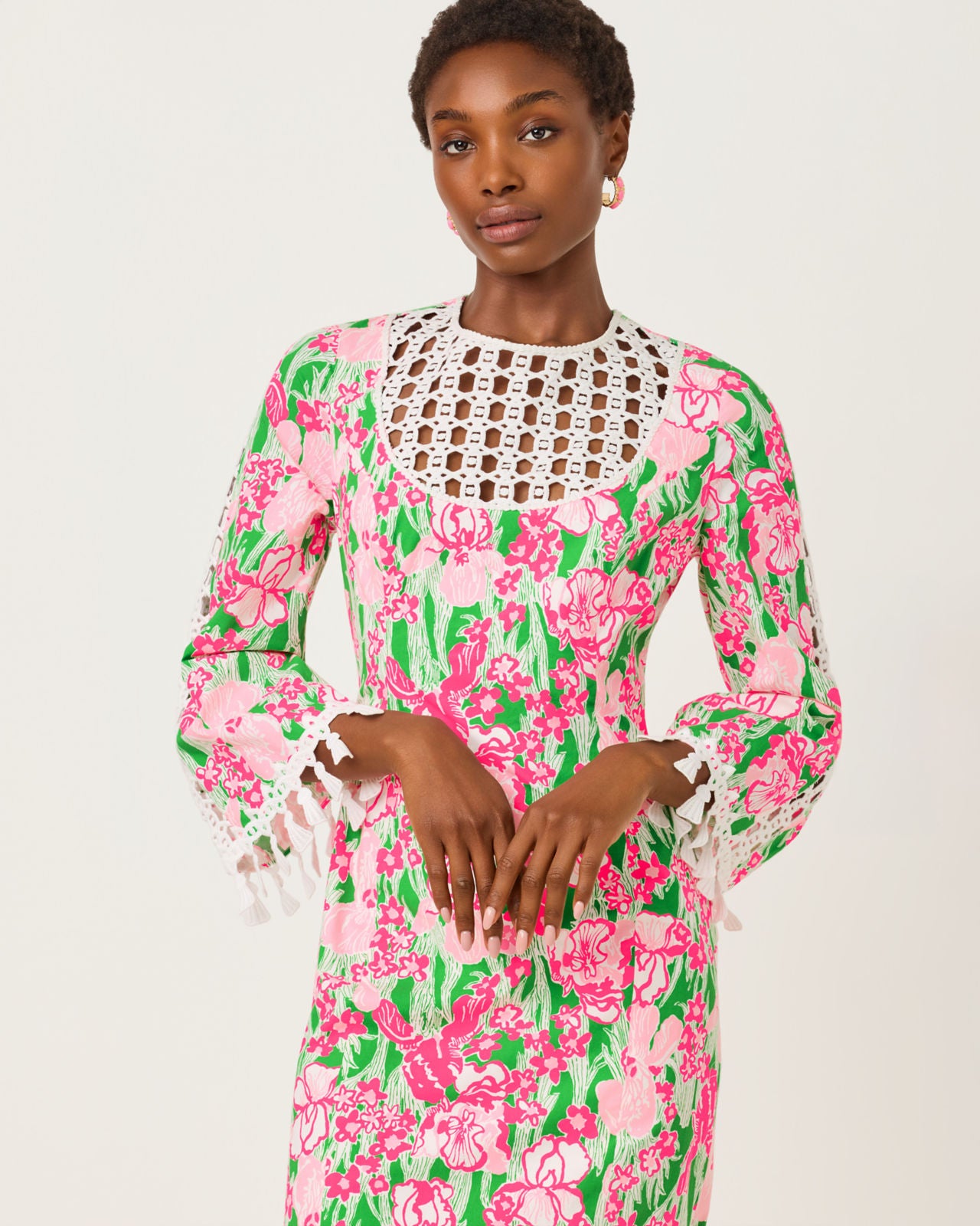 Strothers Stretch Maxi Shift Dress In Putting Green Hannah