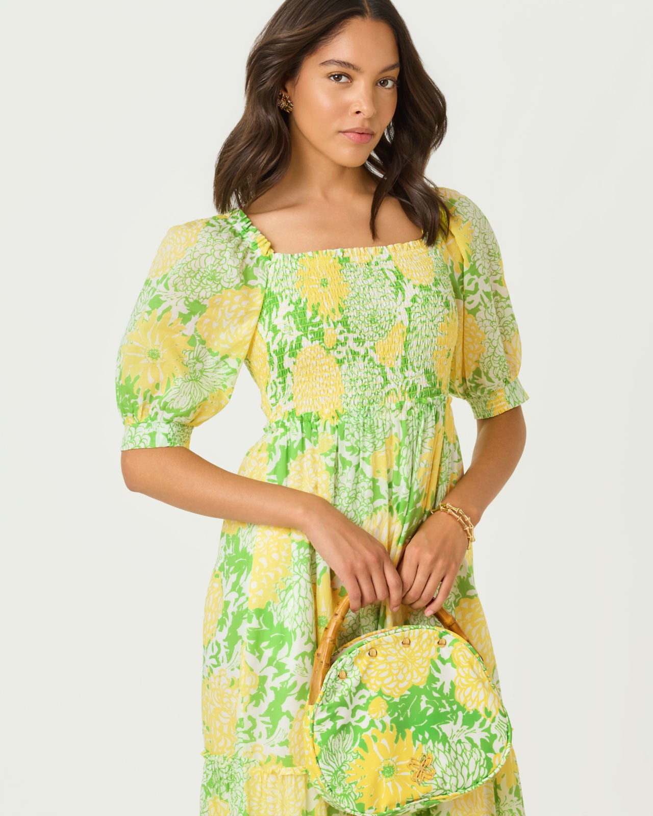 Hadly Short Sleeve Smocked Dress In Mumbo Jumbo