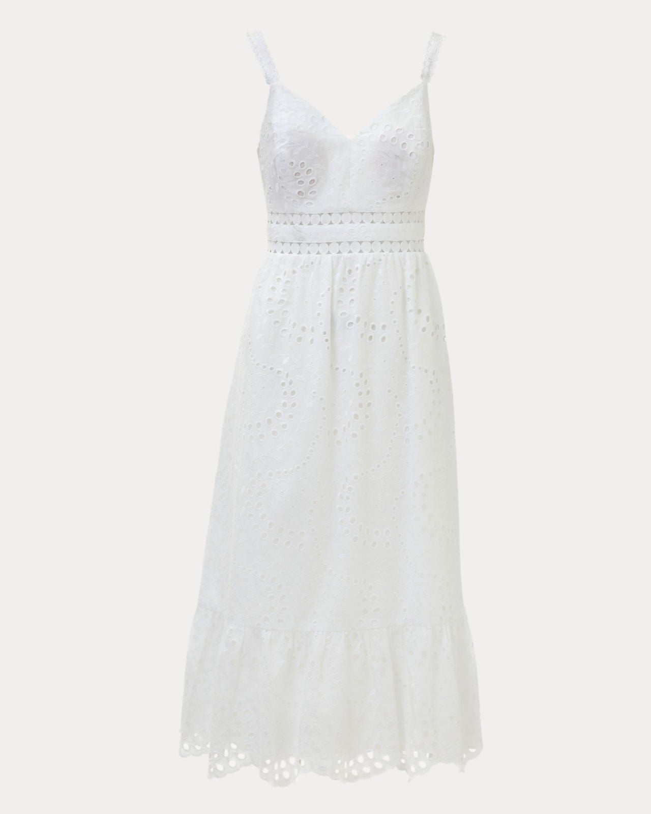 Tiah Midi Dress In Resort White Eyelet