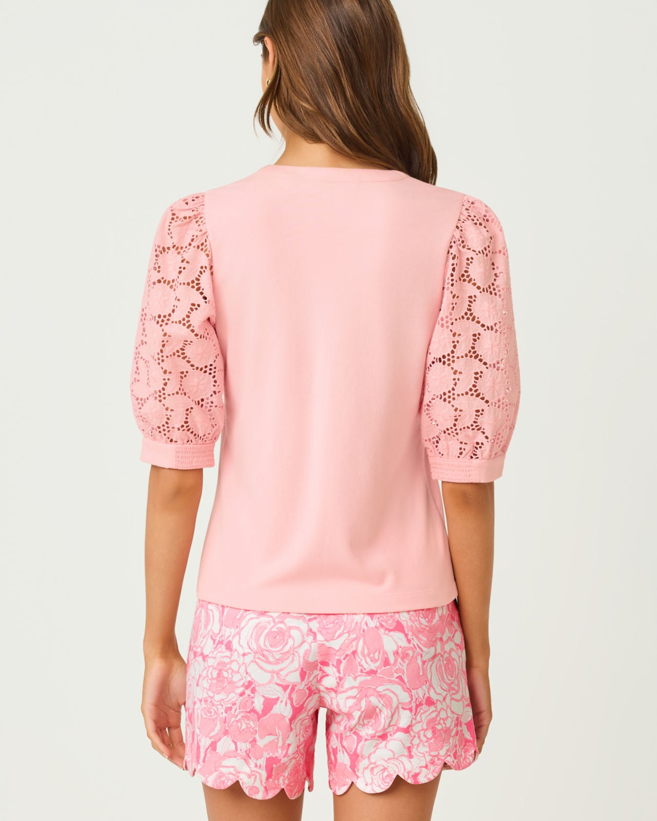 Ronson Eyelet Knit Top In Pink Muse