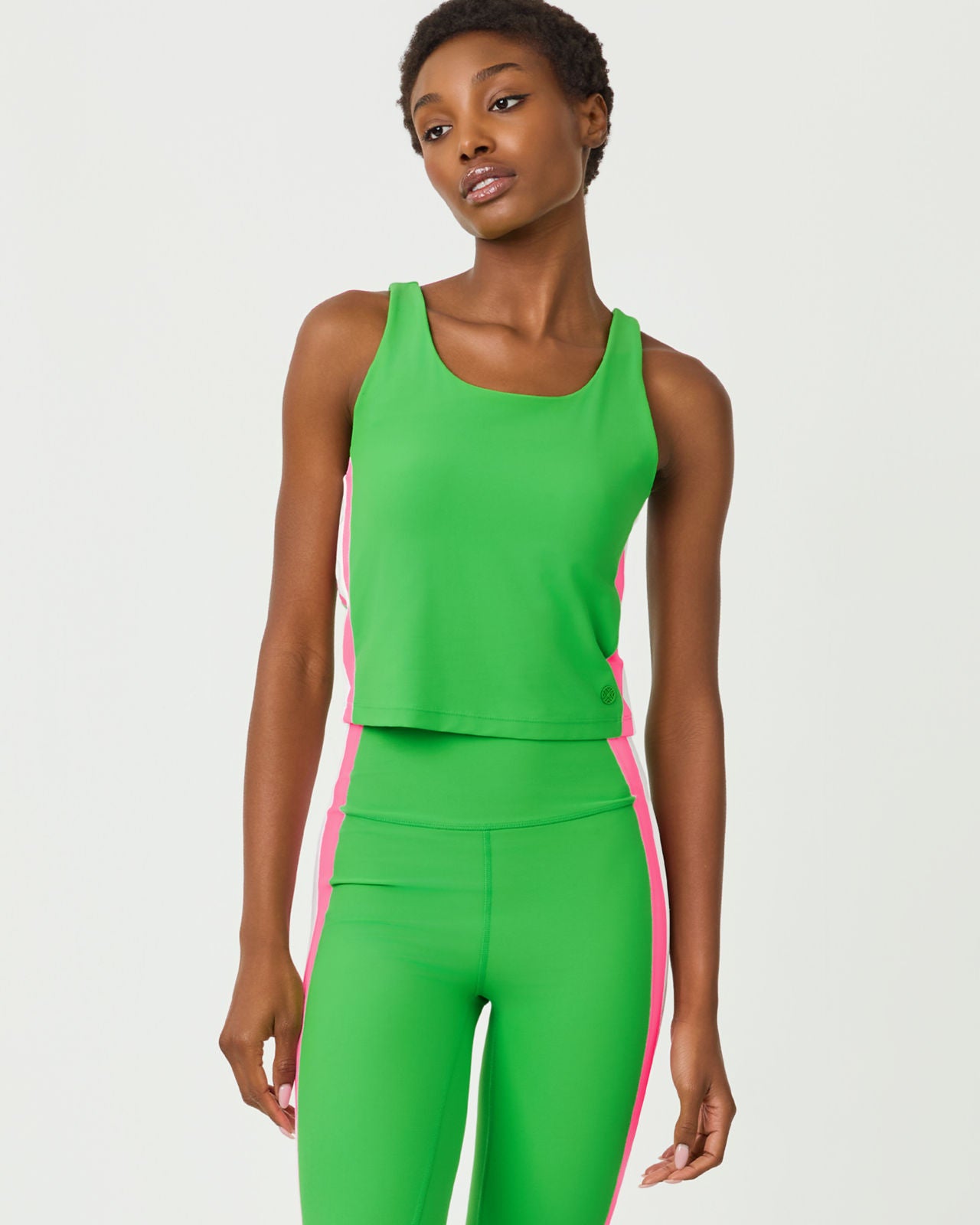 Ari Bra Tank UPF 50+ In Putting Green Colorblock Stripe