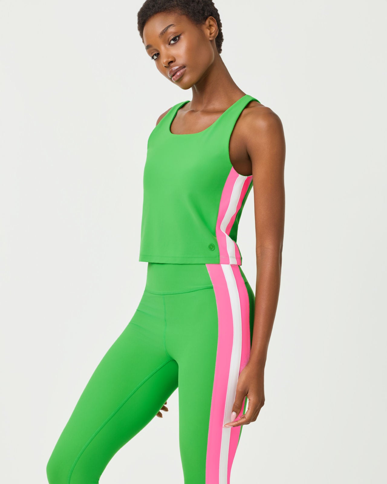 Ari Bra Tank UPF 50+ In Putting Green Colorblock Stripe