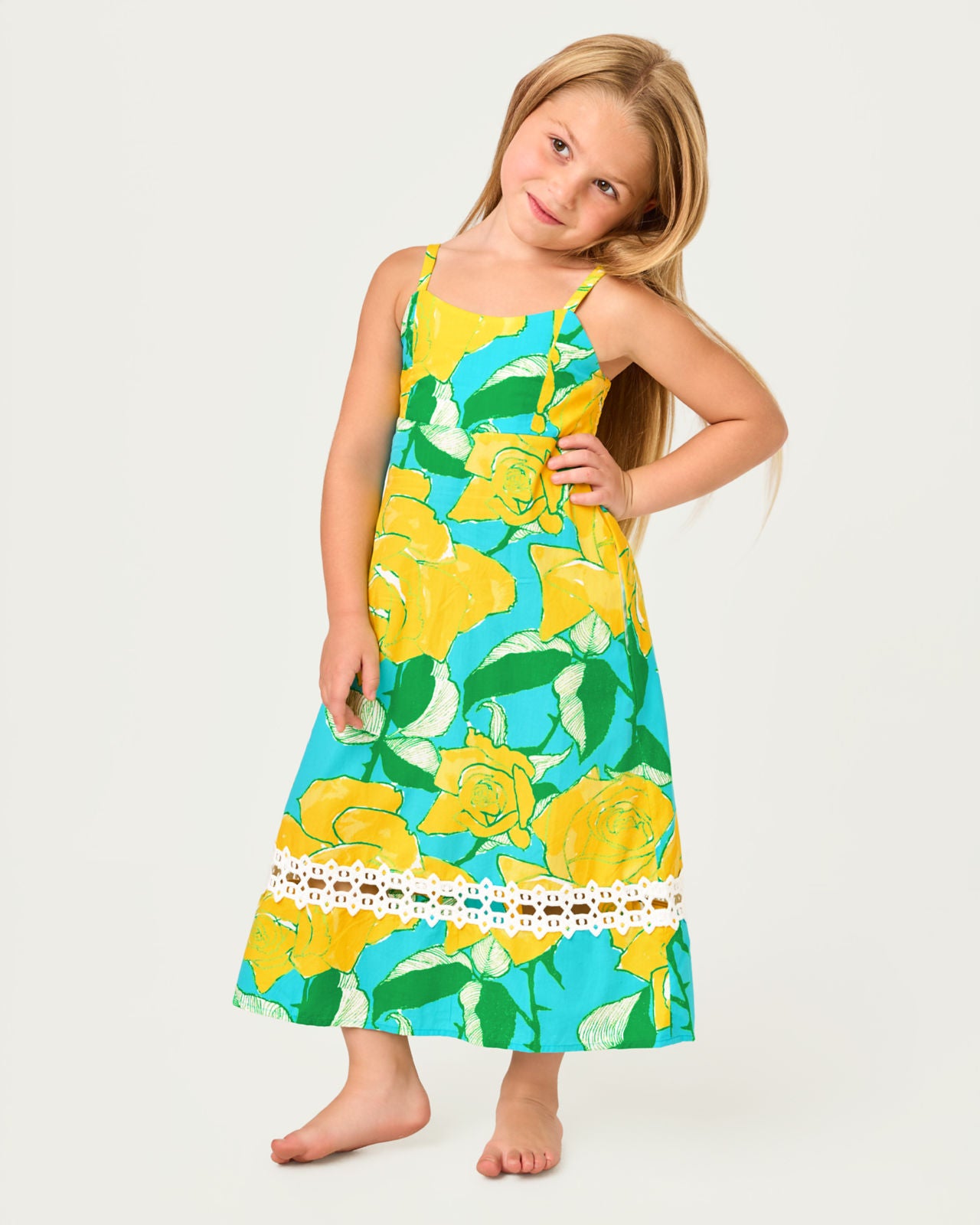 Mini Haliey Midi Dress In Blue Curacao Rose Bud