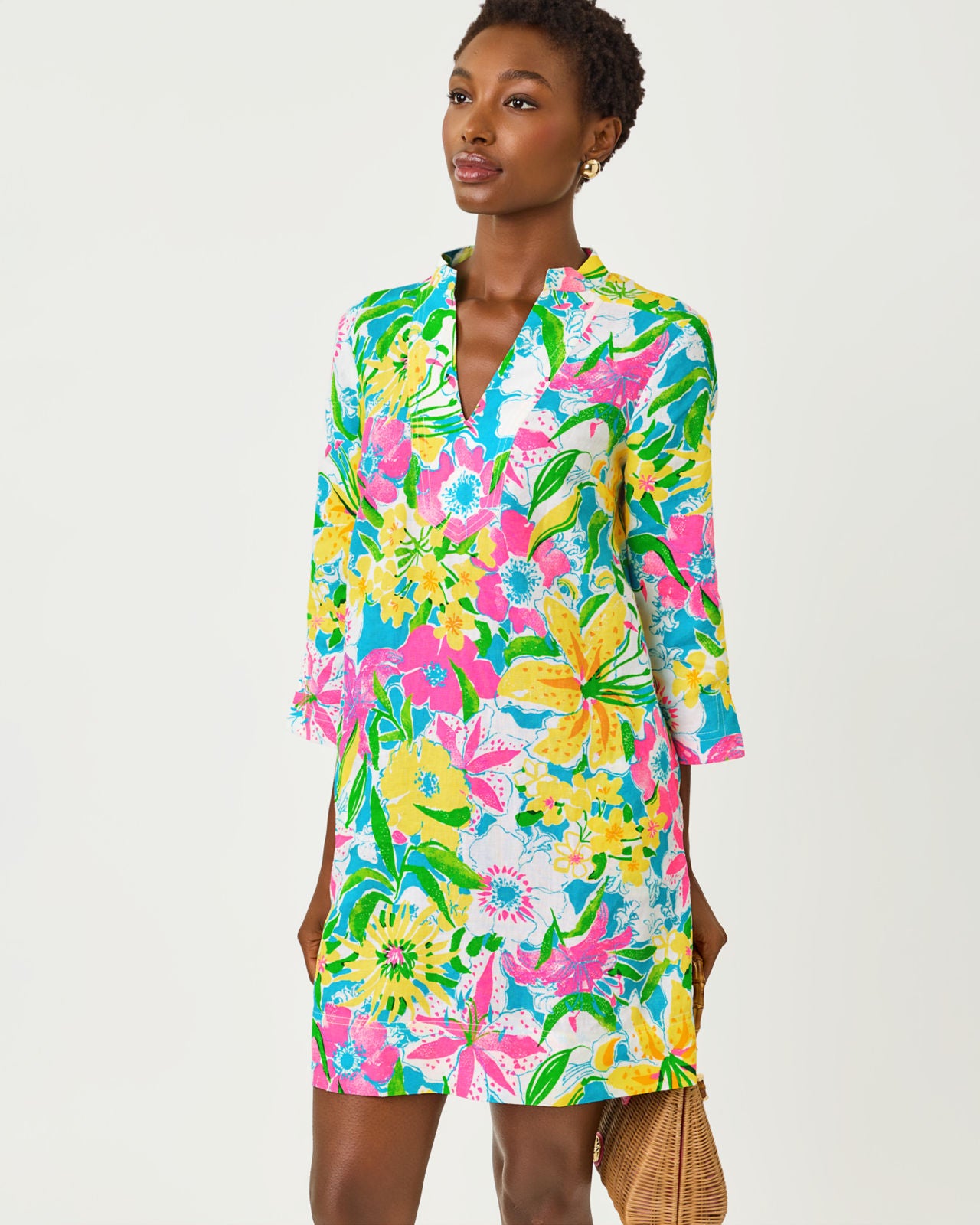 Annadetta Linen Tunic Dress In Lovely Lilly