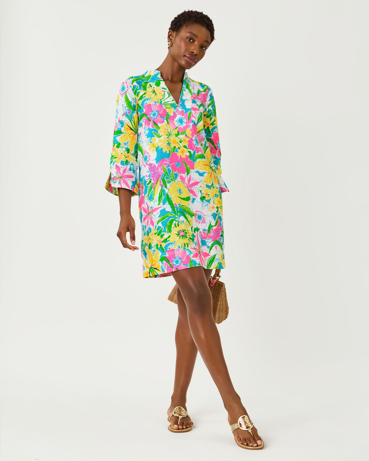 Annadetta Linen Tunic Dress In Lovely Lilly