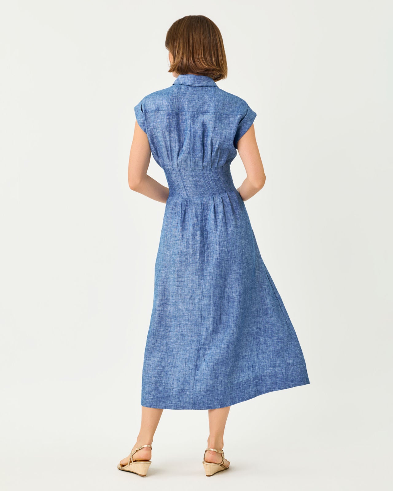 Tonya Midi Shirtdress In Starlight Navy X Resort White