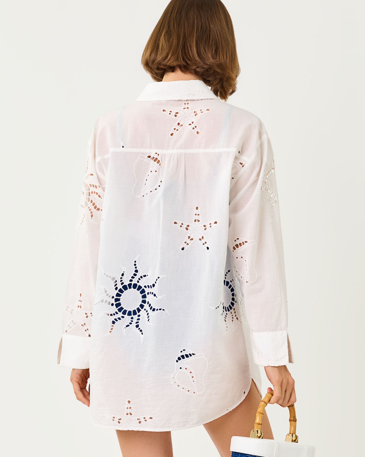 Kwitney Long-Sleeve Cover Up In Down The Shore Eyelet