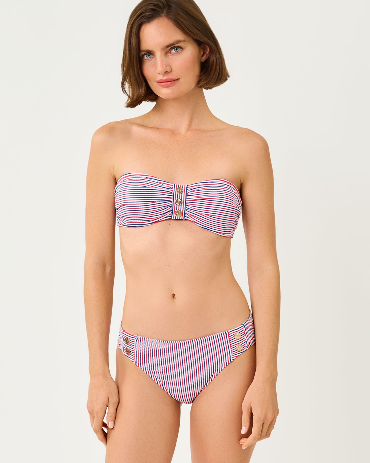 Melita Bandeau Top In Seersucker Stripe Swim