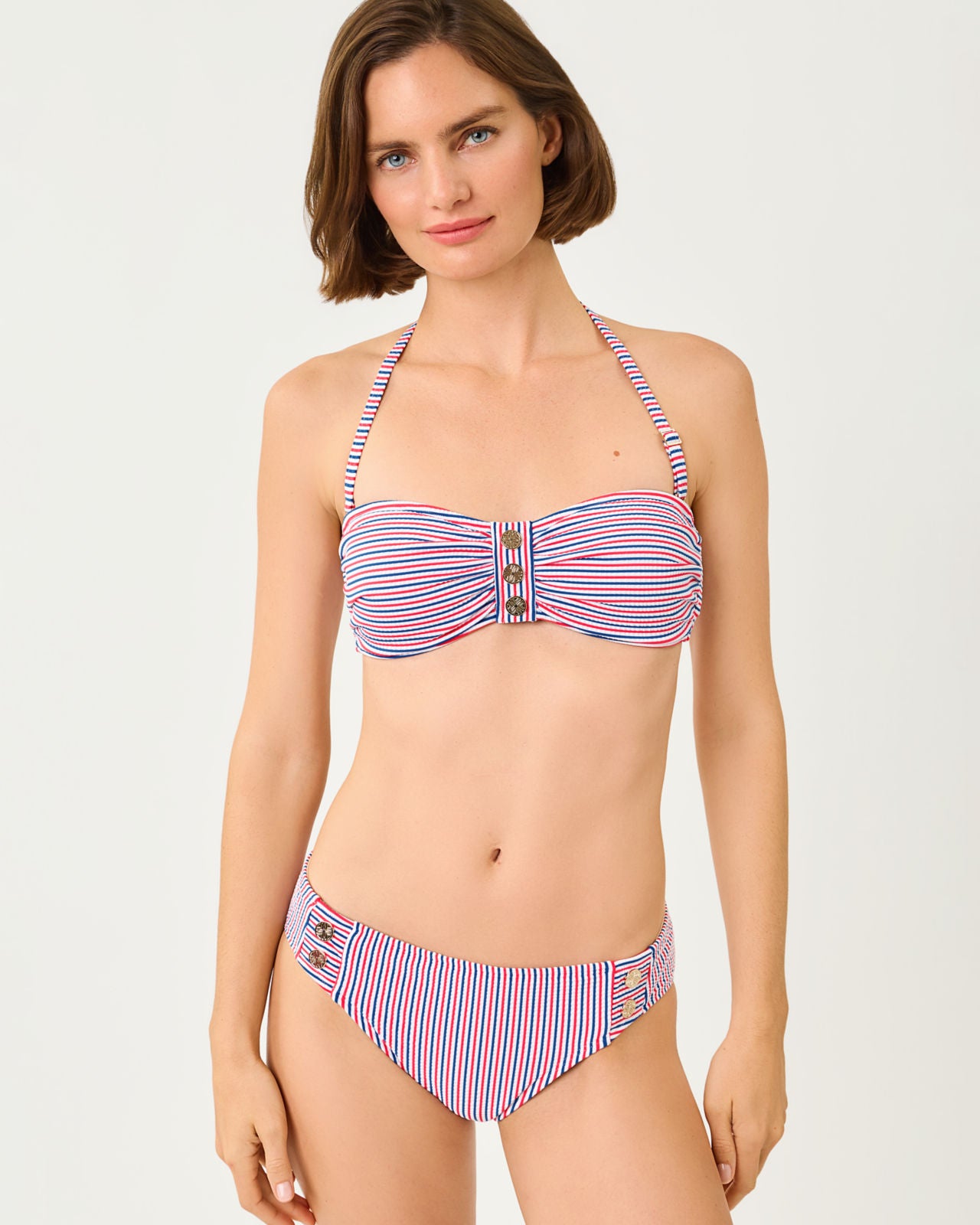Melita Bandeau Top In Seersucker Stripe Swim