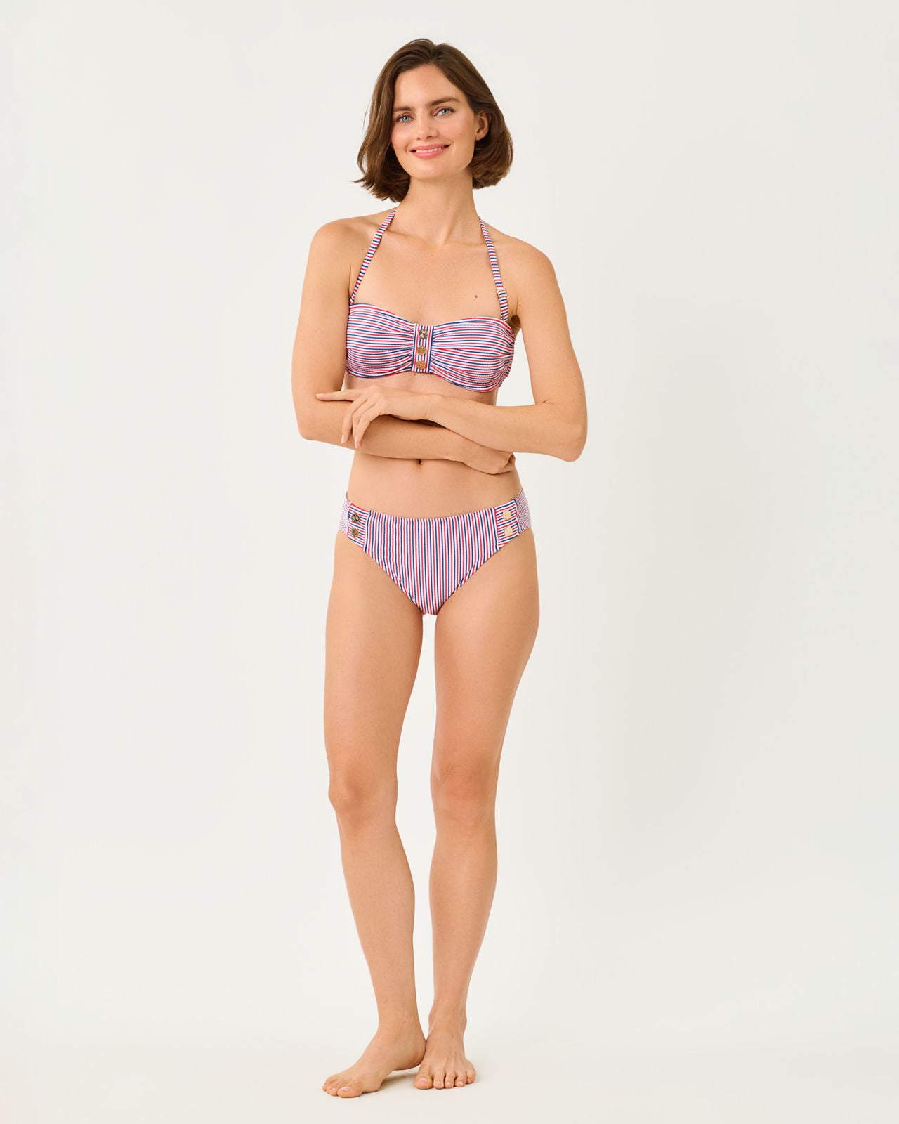 Melita Bandeau Top In Seersucker Stripe Swim