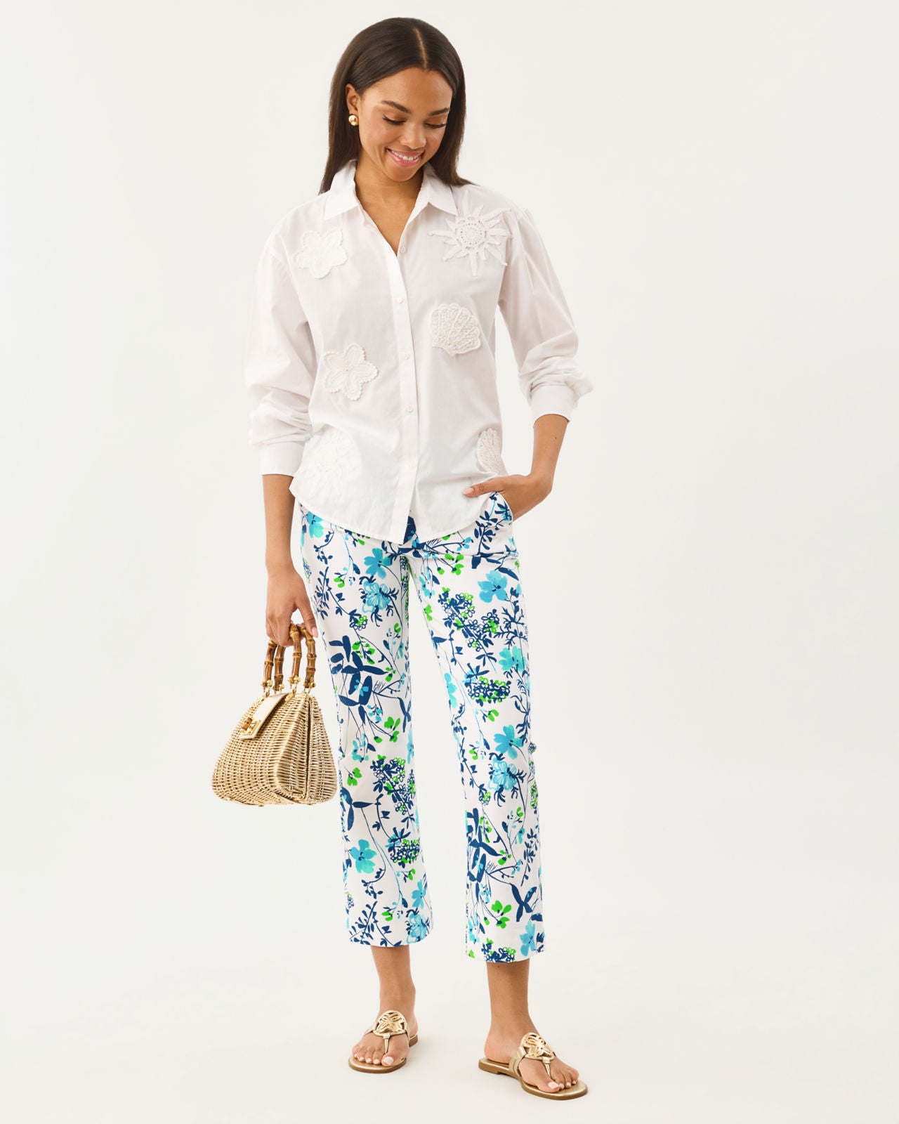 Bondi Button Down In Seaside Applique
