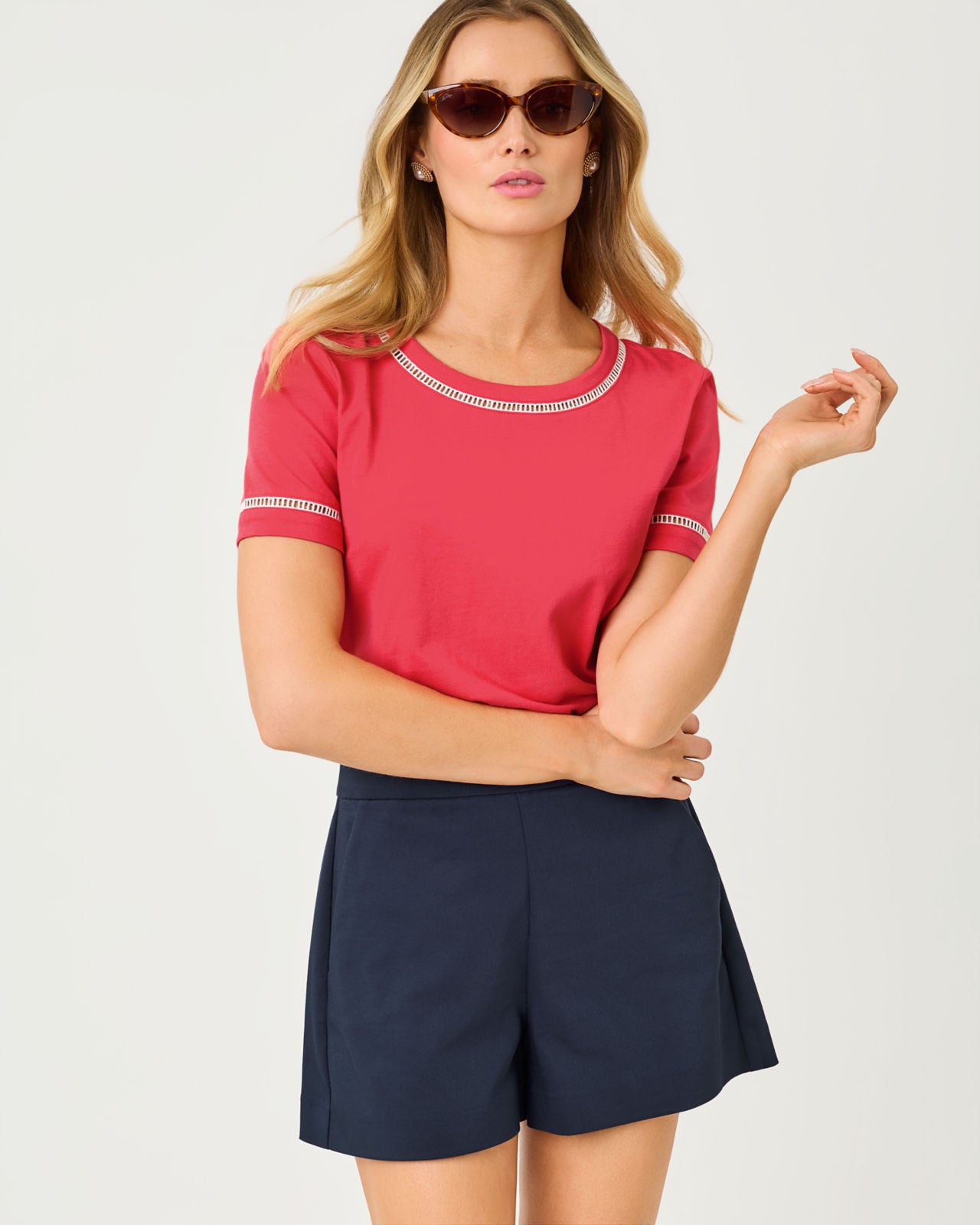 Clairmont Ladder Lace Knit Top In Paradise Punch