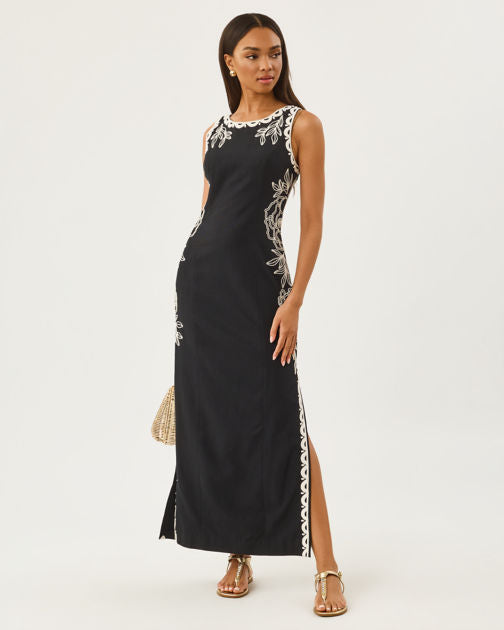Messina Maxi Shift Dress In Noir