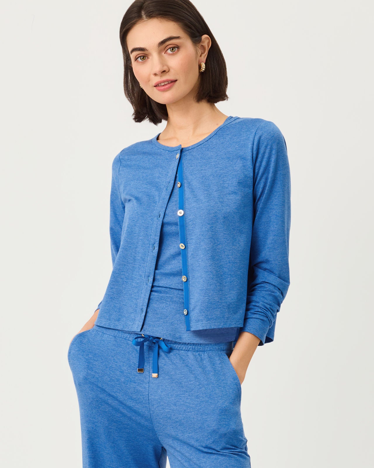 Kai Cardigan UPF 50+ In Heathered Merriweather Blue