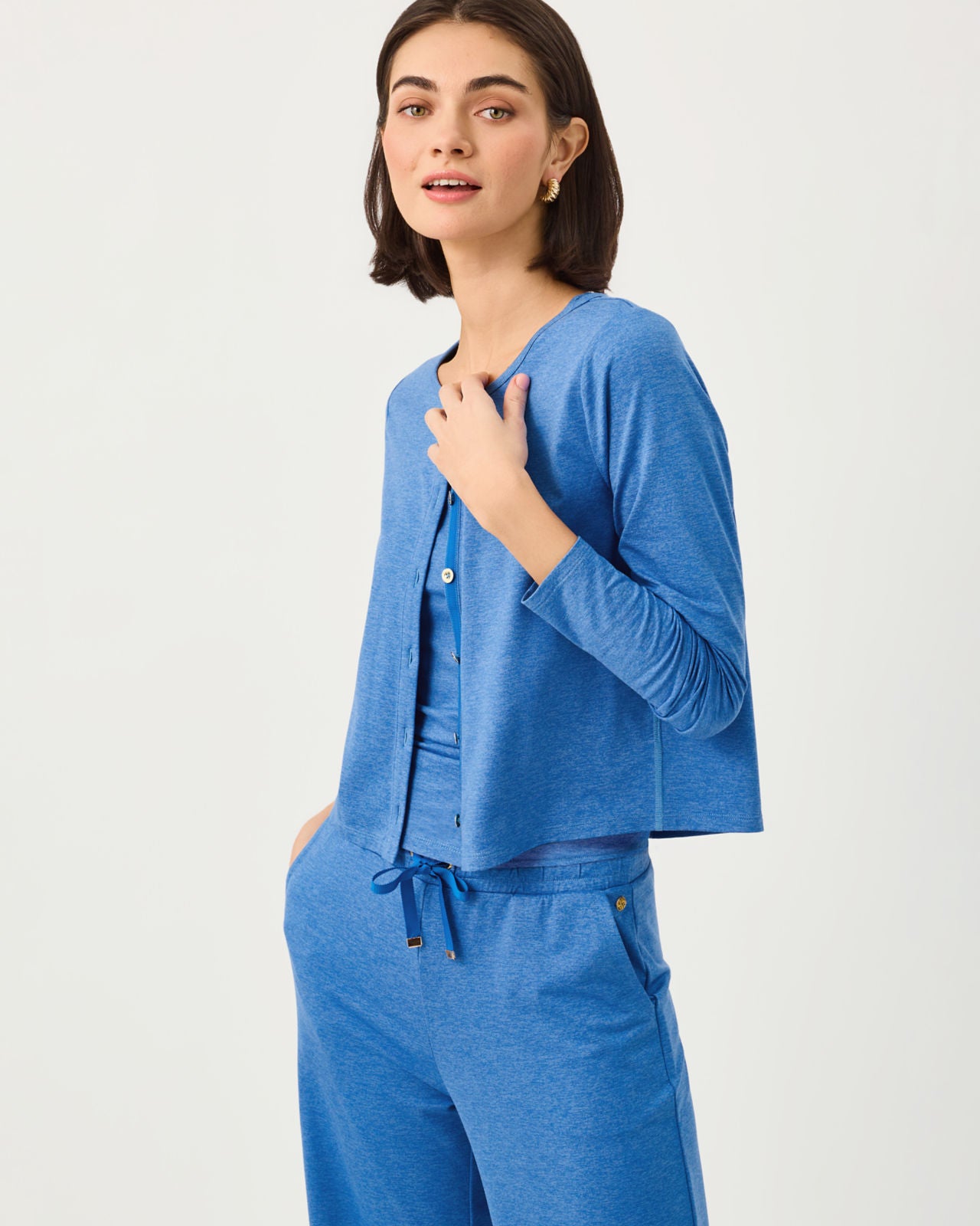 Kai Cardigan UPF 50+ In Heathered Merriweather Blue