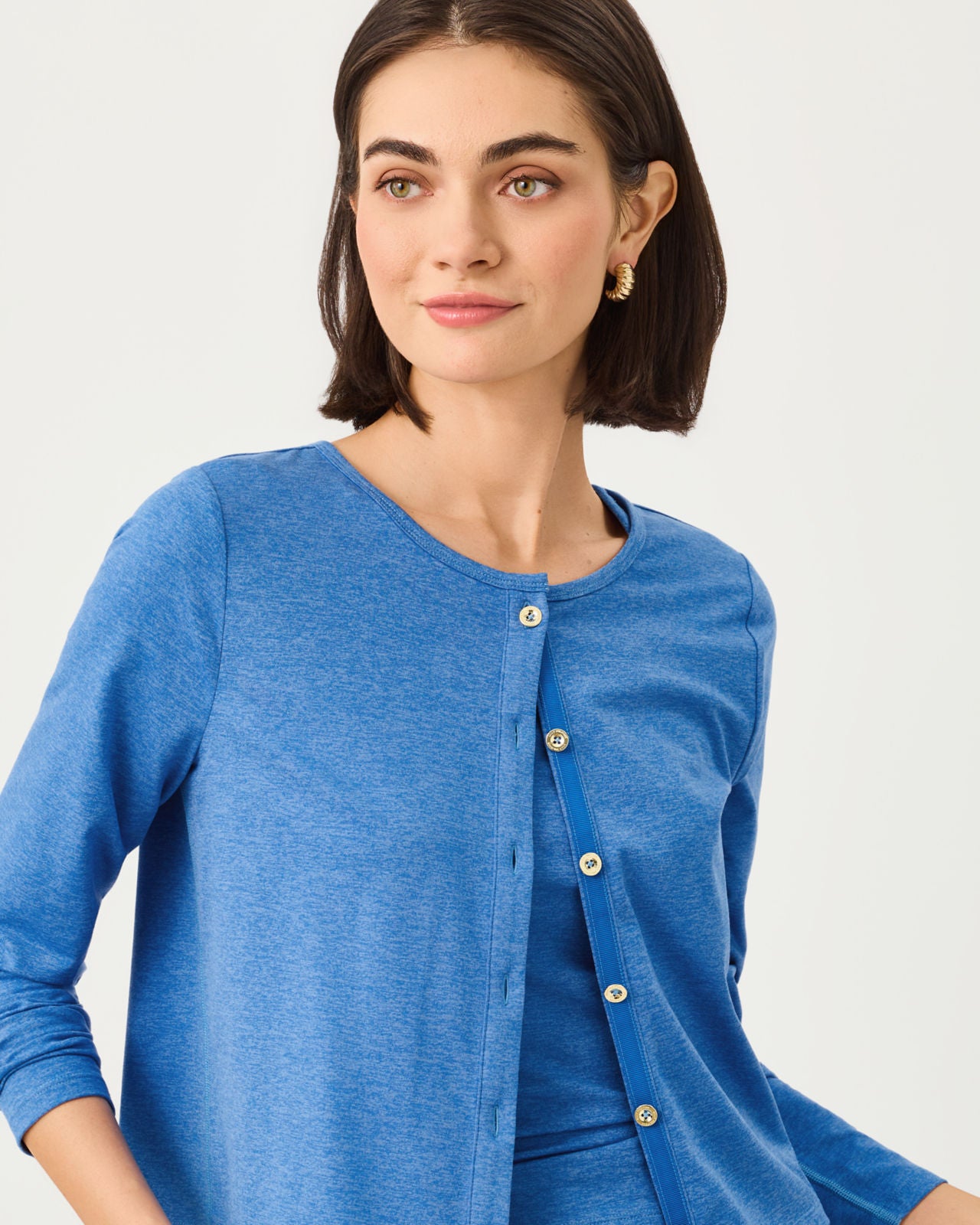 Kai Cardigan UPF 50+ In Heathered Merriweather Blue