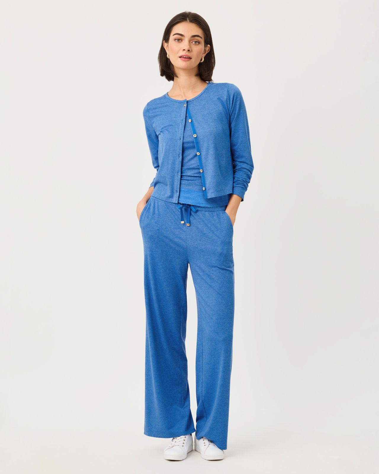 Callie Wide Leg Pant UPF 50+ In Heathered Merriweather Blue