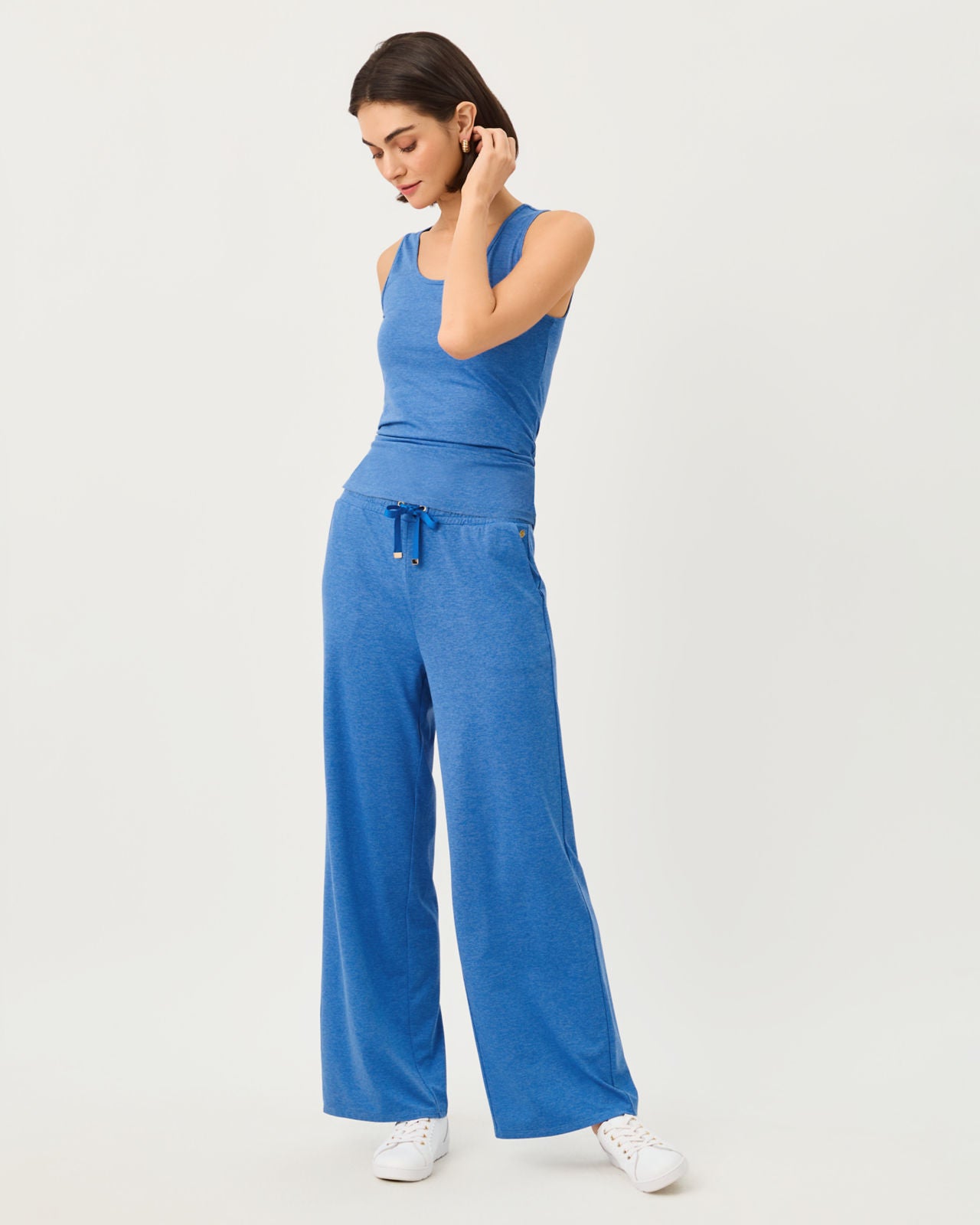 Callie Wide Leg Pant UPF 50+ In Heathered Merriweather Blue