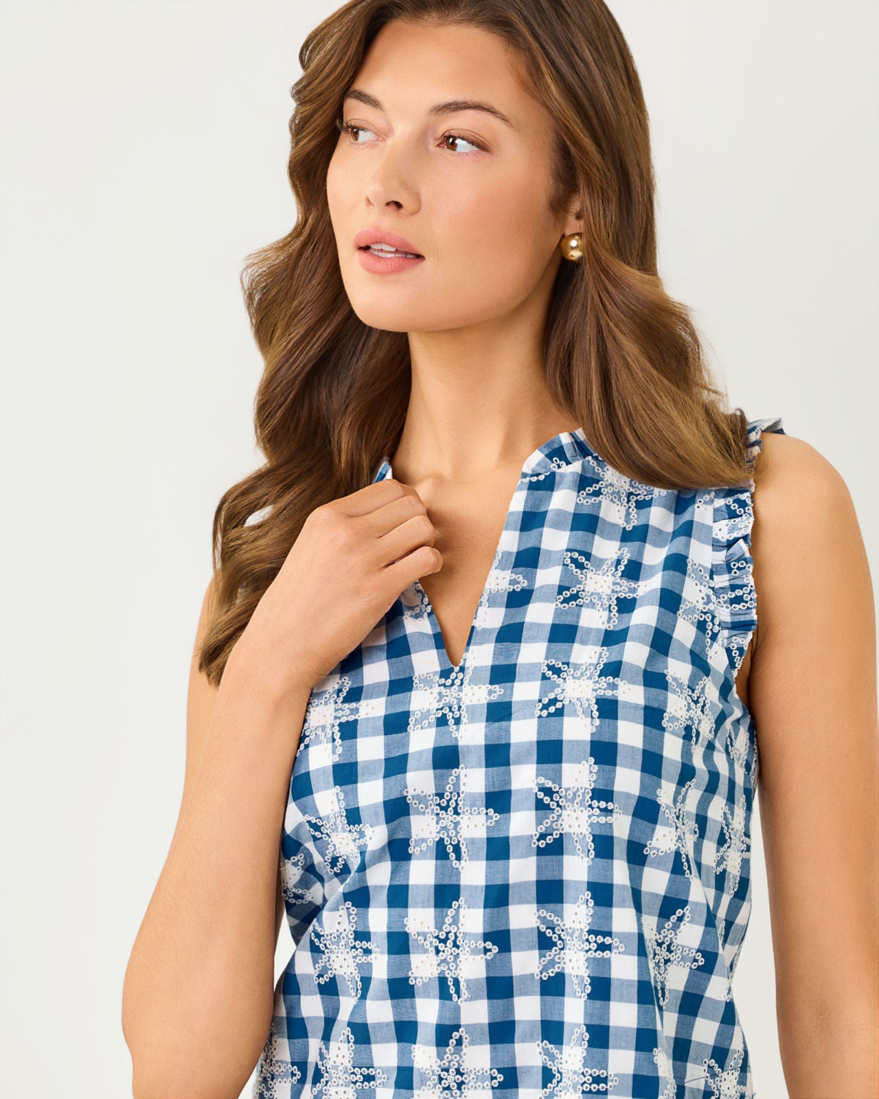 Kavalla Dress In Starfishing Embroidered Gingham