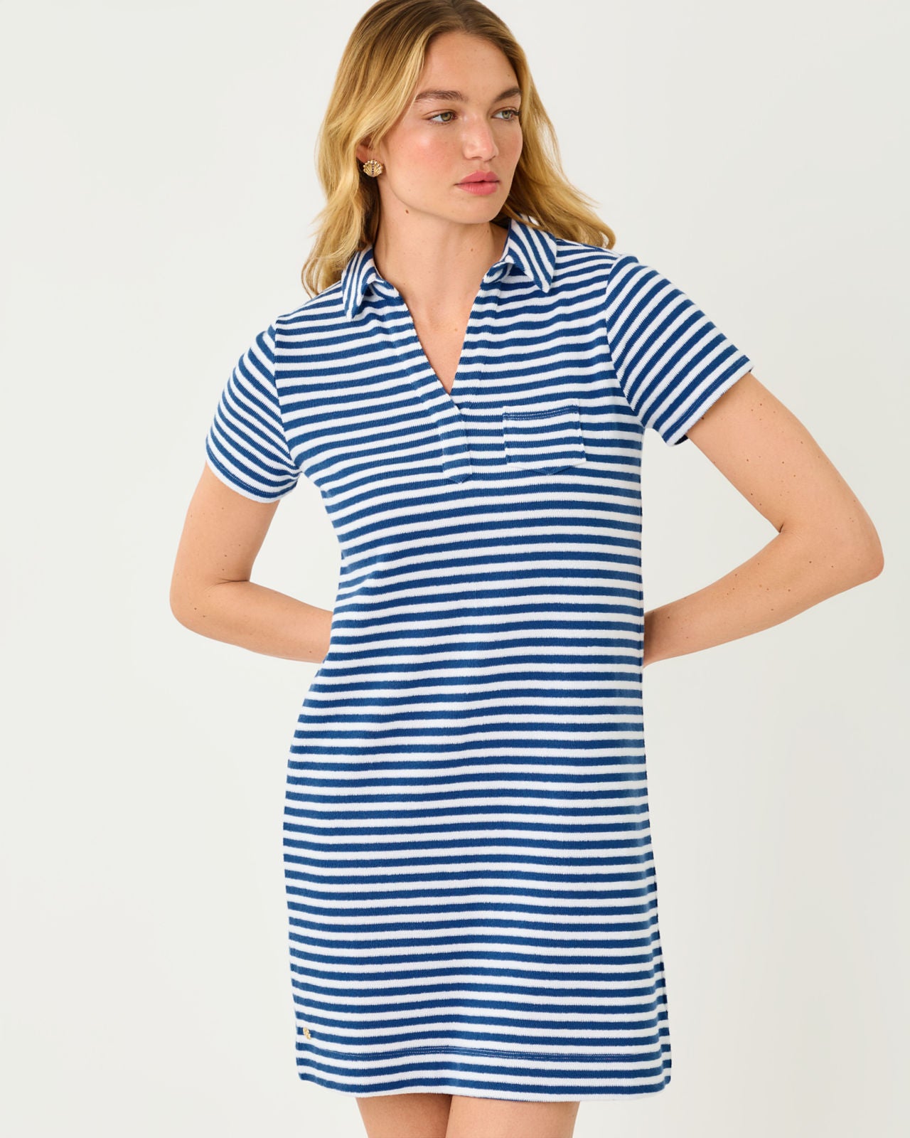 Dune Short Sleeve Dress In St Tropez Stripe