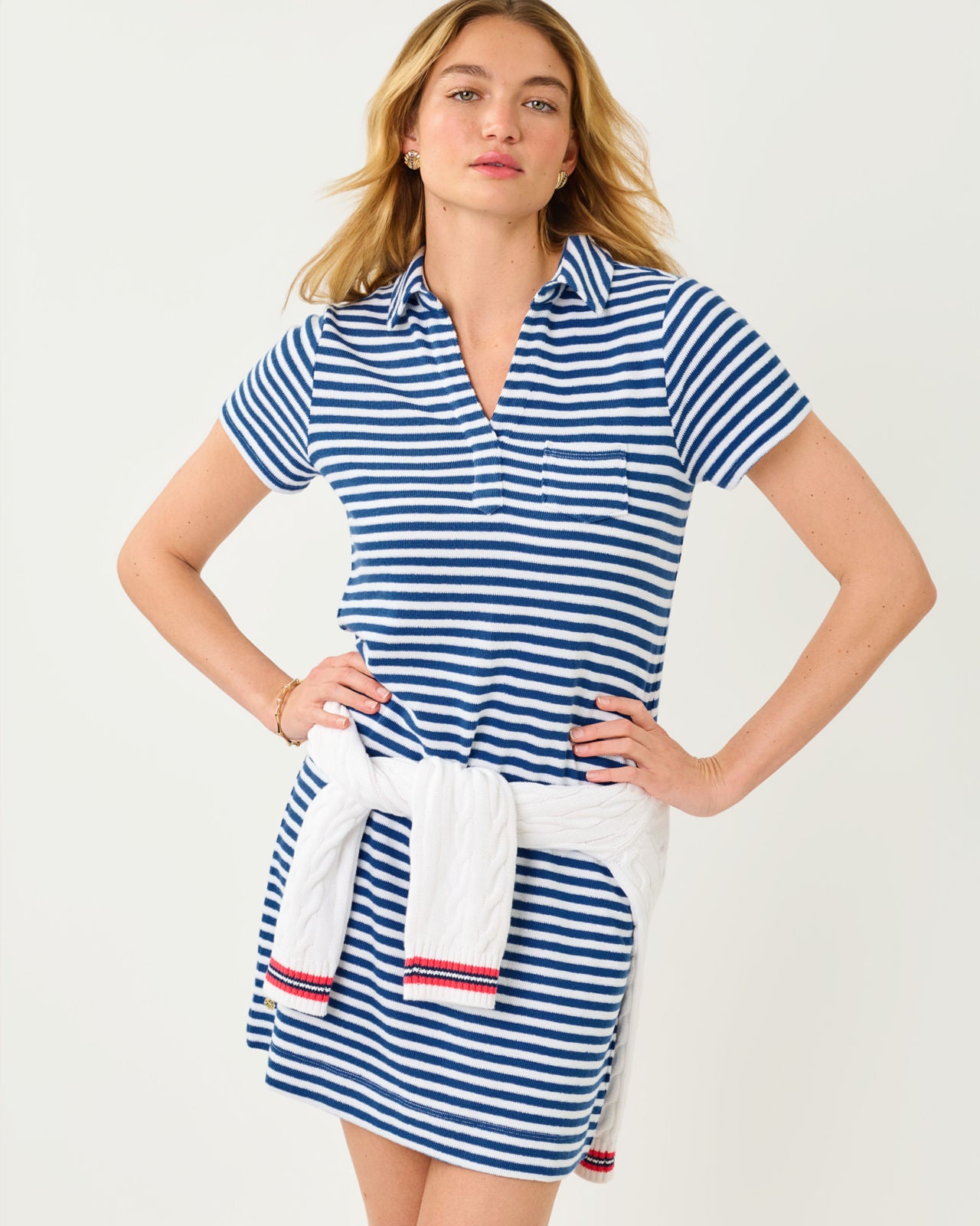 Dune Short Sleeve Dress In St Tropez Stripe