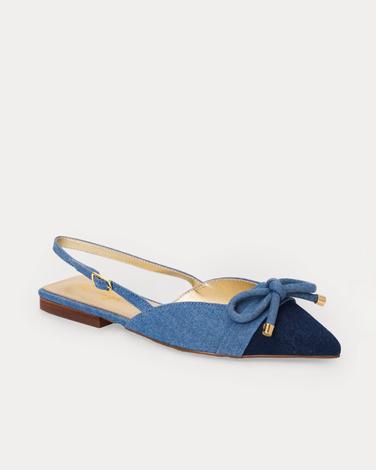 Brit Denim Bow Slingback In Light Wash