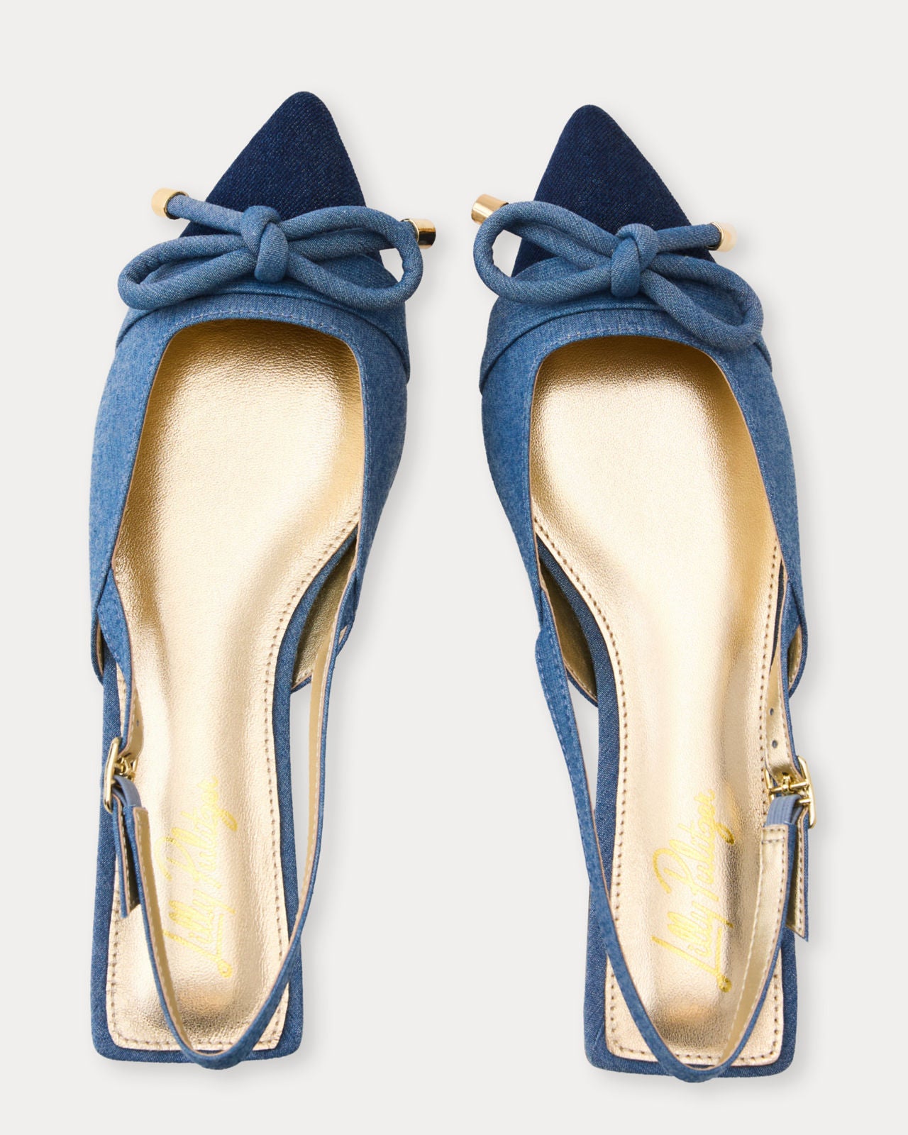 Brit Denim Bow Slingback In Light Wash