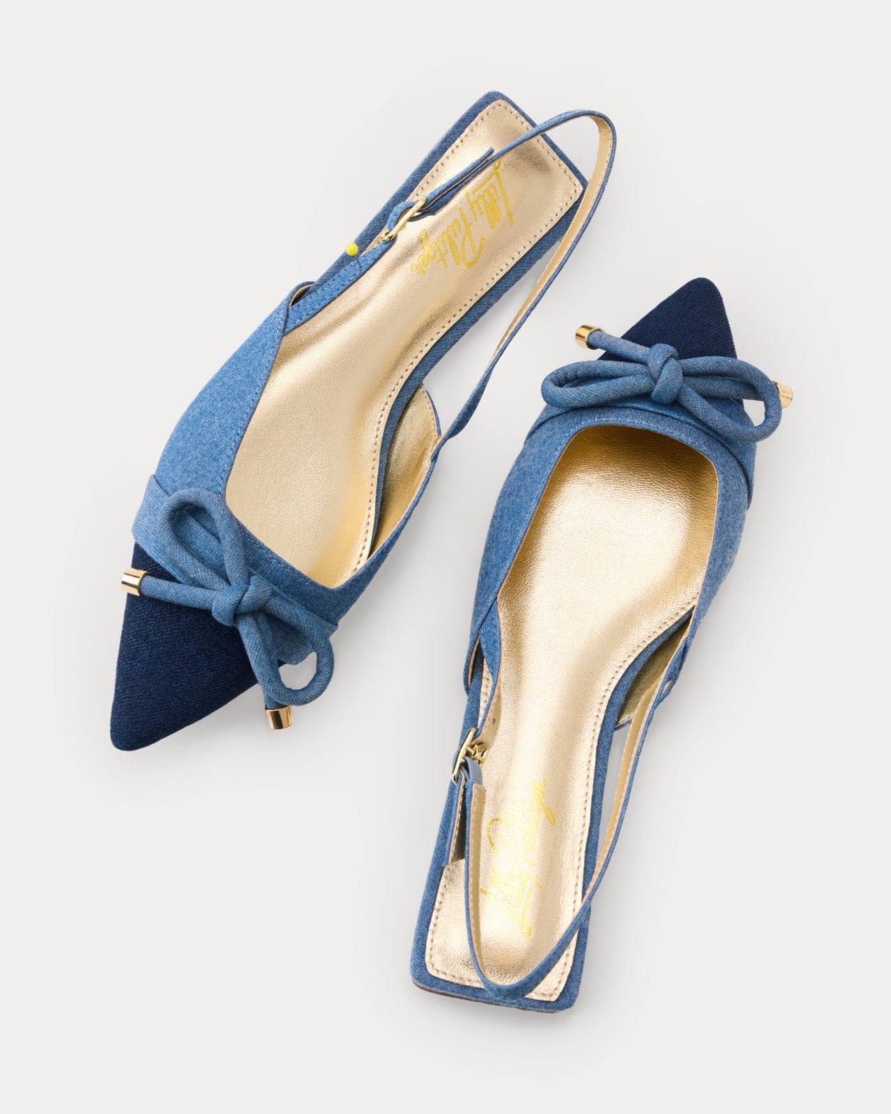 Brit Denim Bow Slingback In Light Wash
