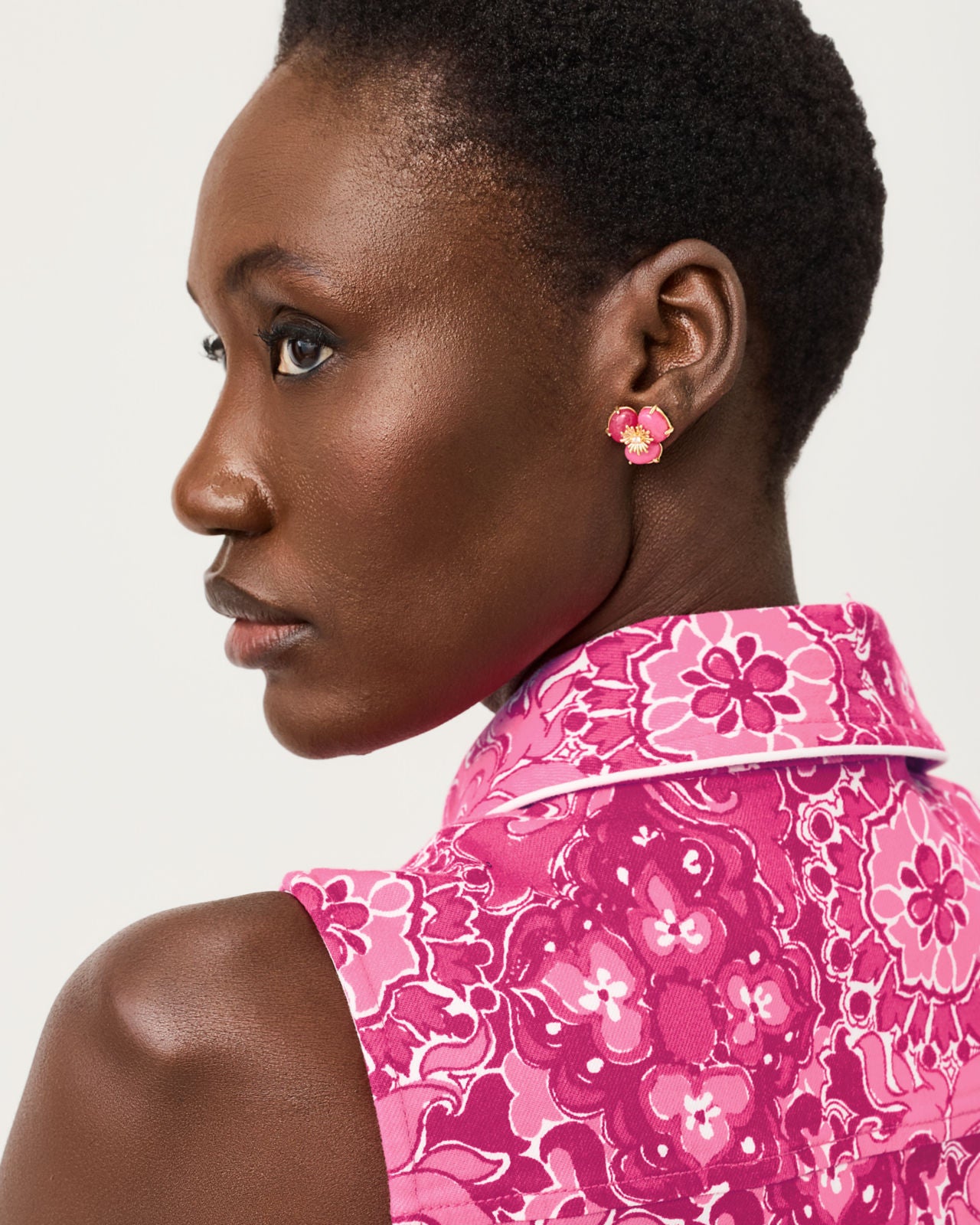 Camouflage Catwalk Earrin In Pink Aster