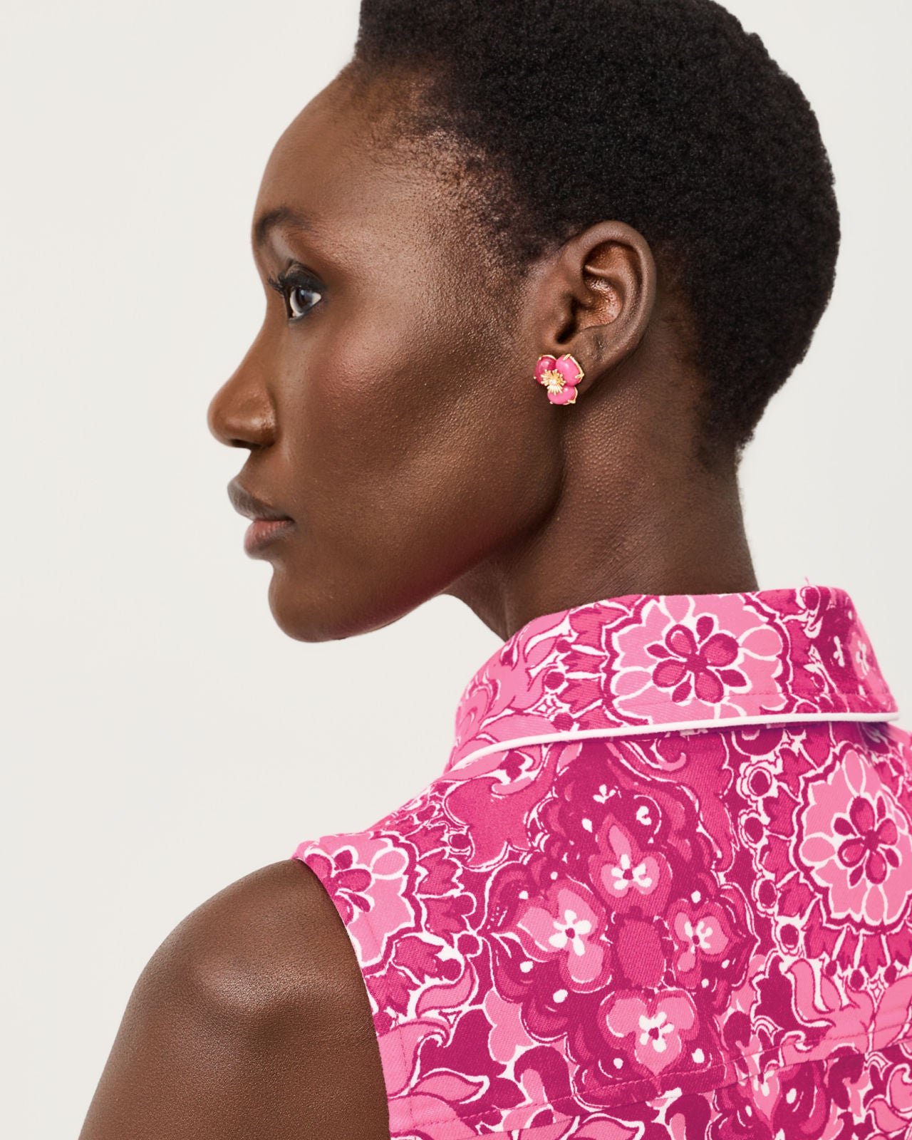 Camouflage Catwalk Earrin In Pink Aster