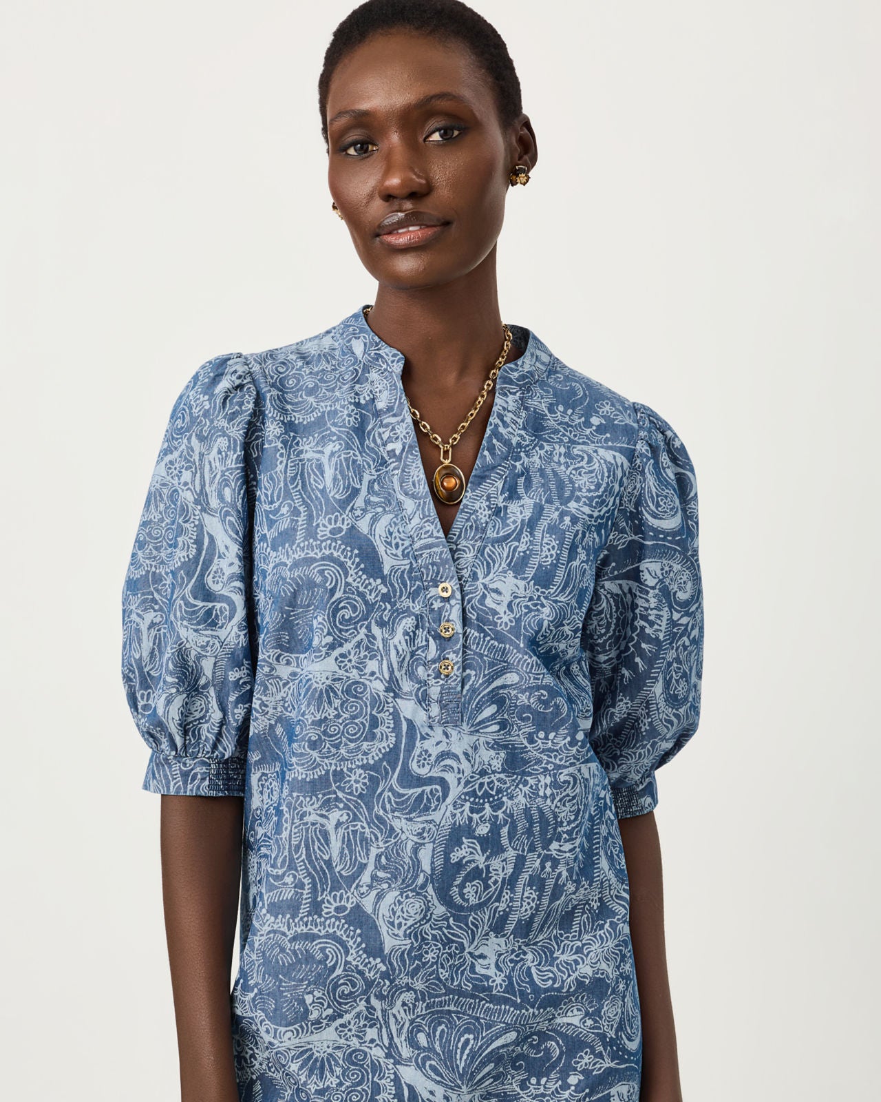 Mialeigh Elbow Sleeve Dress In Paisley Parade
