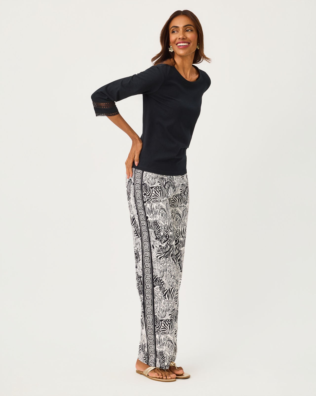 Clairmont 3/4 Sleeved Tee In Noir