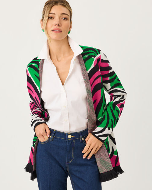 Noble Jacquard Cardigan In Big Irv