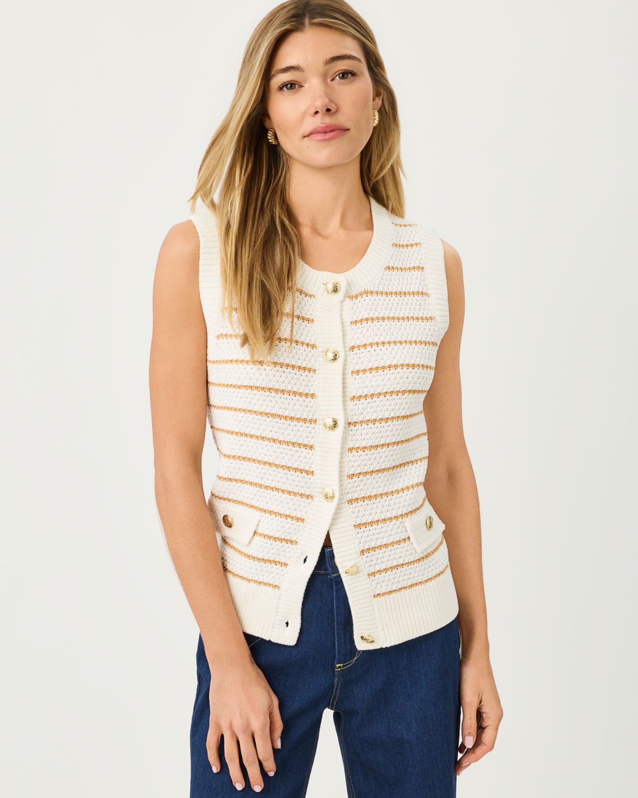 Shayna Sweater Vest In Palm Tree Stripe