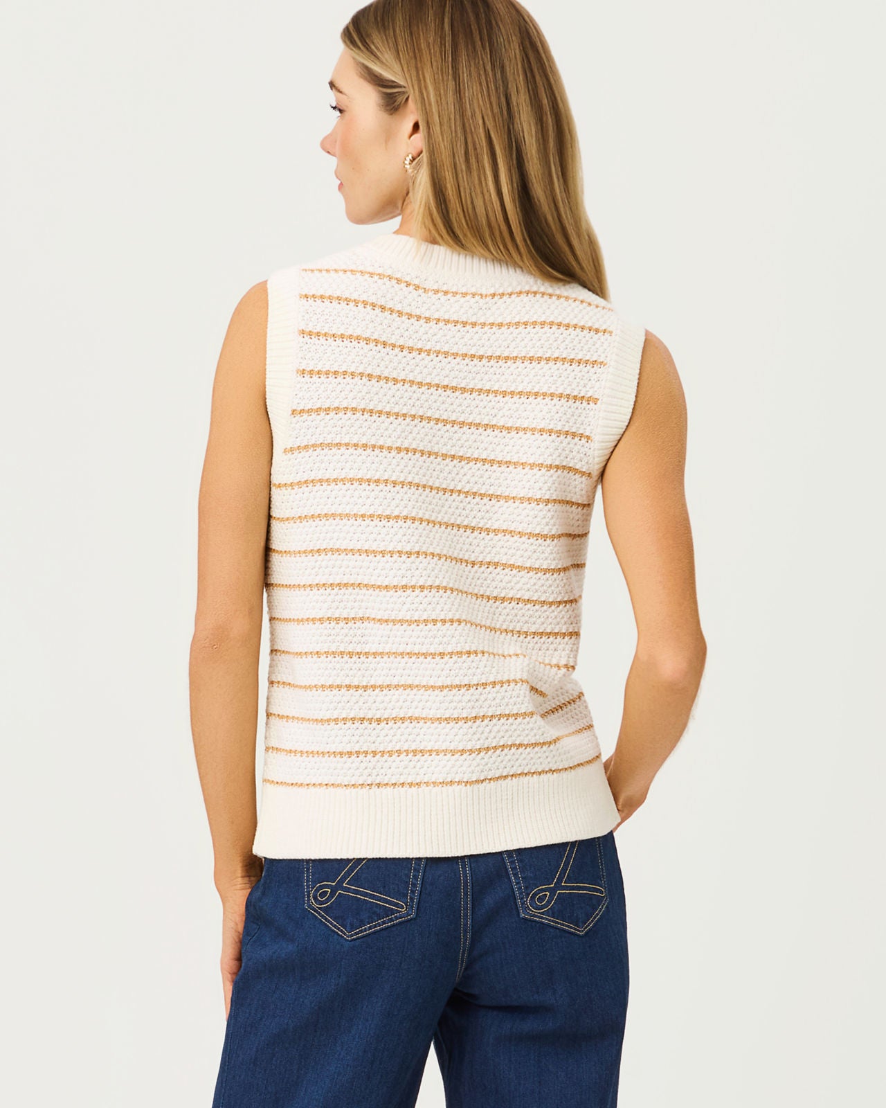 Shayna Sweater Vest In Palm Tree Stripe