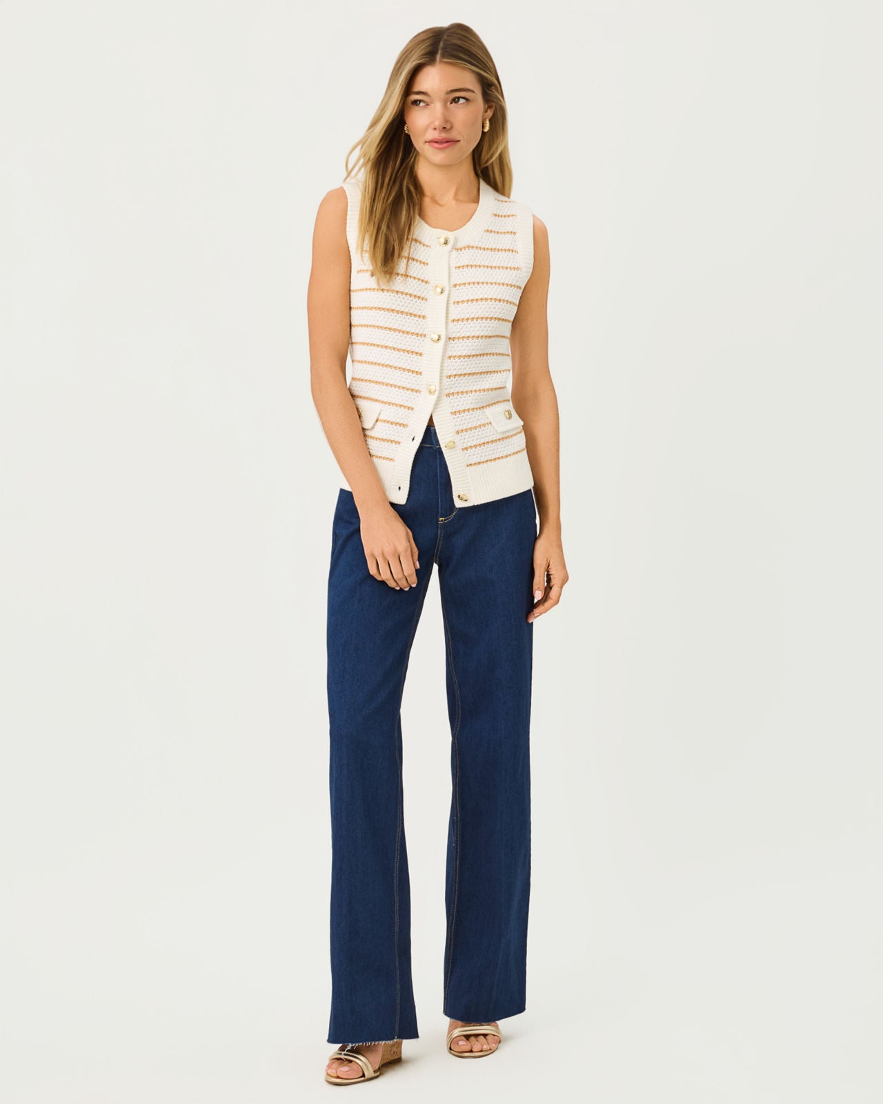 Shayna Sweater Vest In Palm Tree Stripe