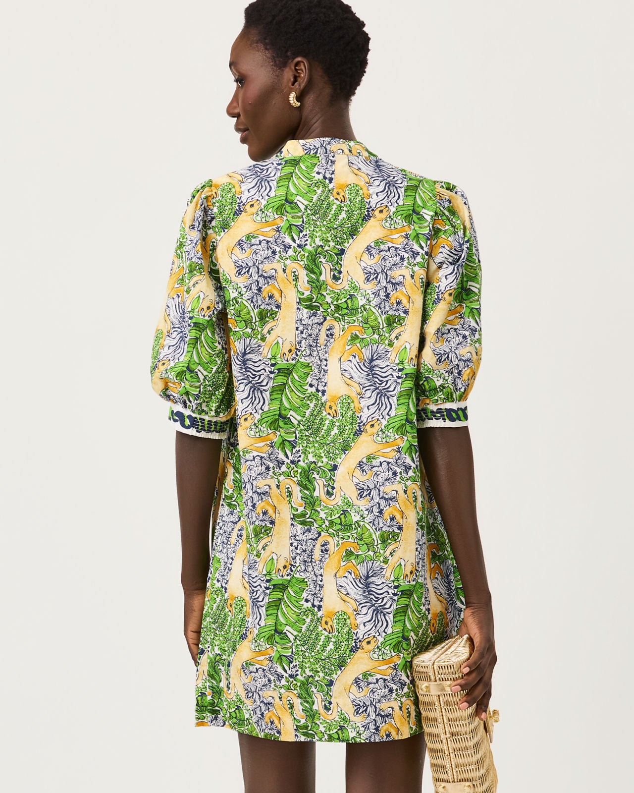 Mialeigh Elbow Sleeve Dress In Palm Prowl