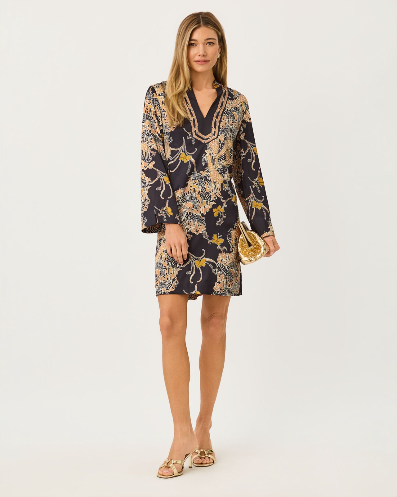 Irella Caftan Dress In Striped Safari