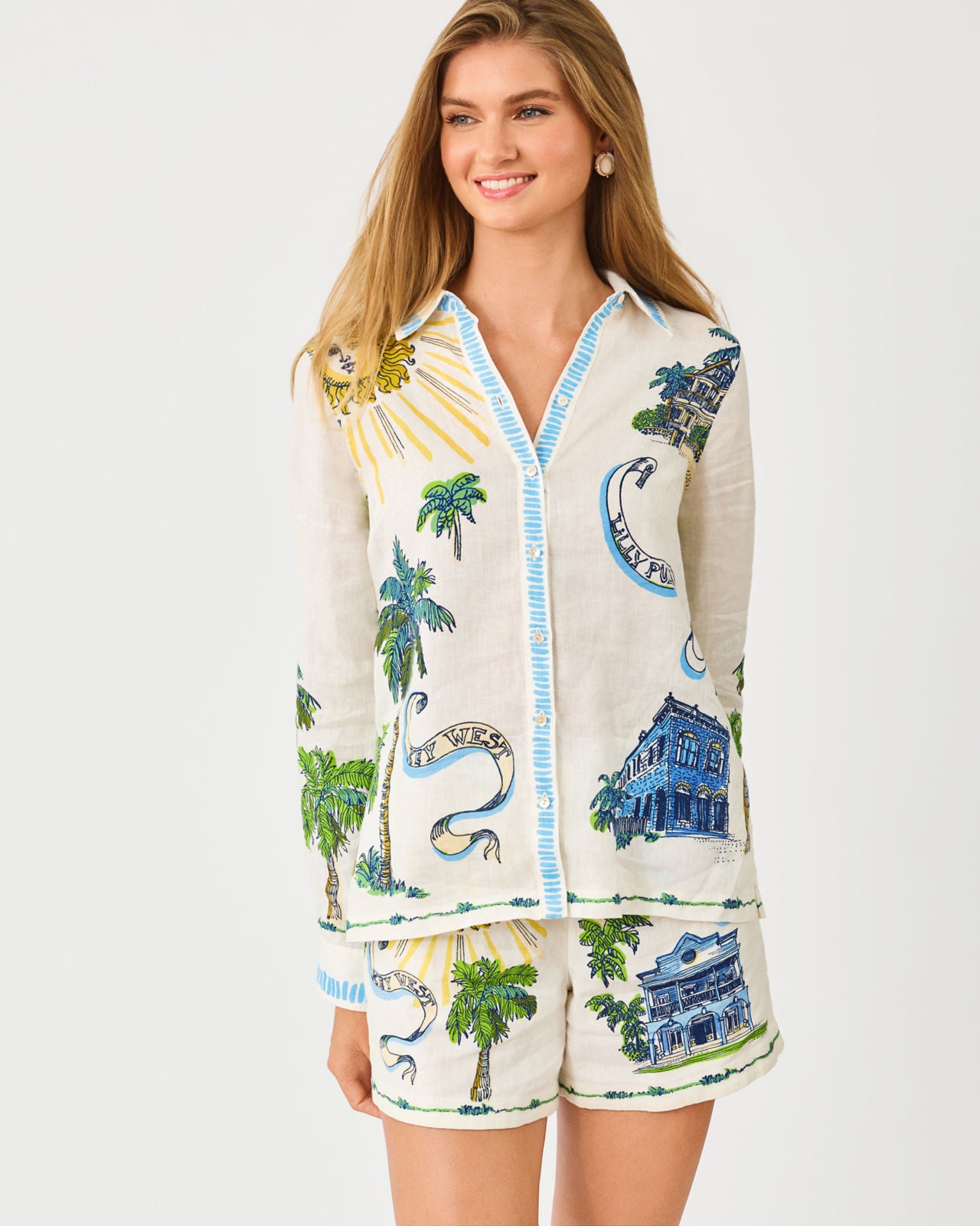 Croix Linen Short In Key West Toile