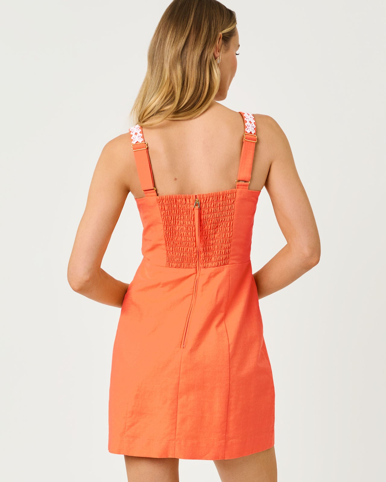 Isleen Skirted Romper In Sunset Orange